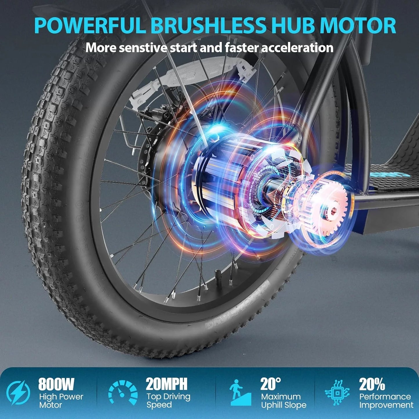 Caroma Peak 800W Foldable Adult Electric Scooter with 20-inch Wide Tires, 48V Battery, Basket, and Adjustable Seat