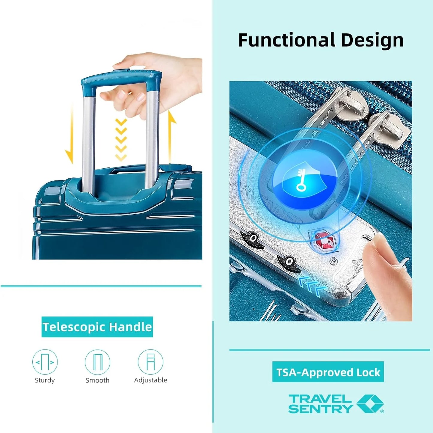 6-piece luggage set, expandable hardshell suitcase set with spinner wheels, lightweight rolling luggage set
