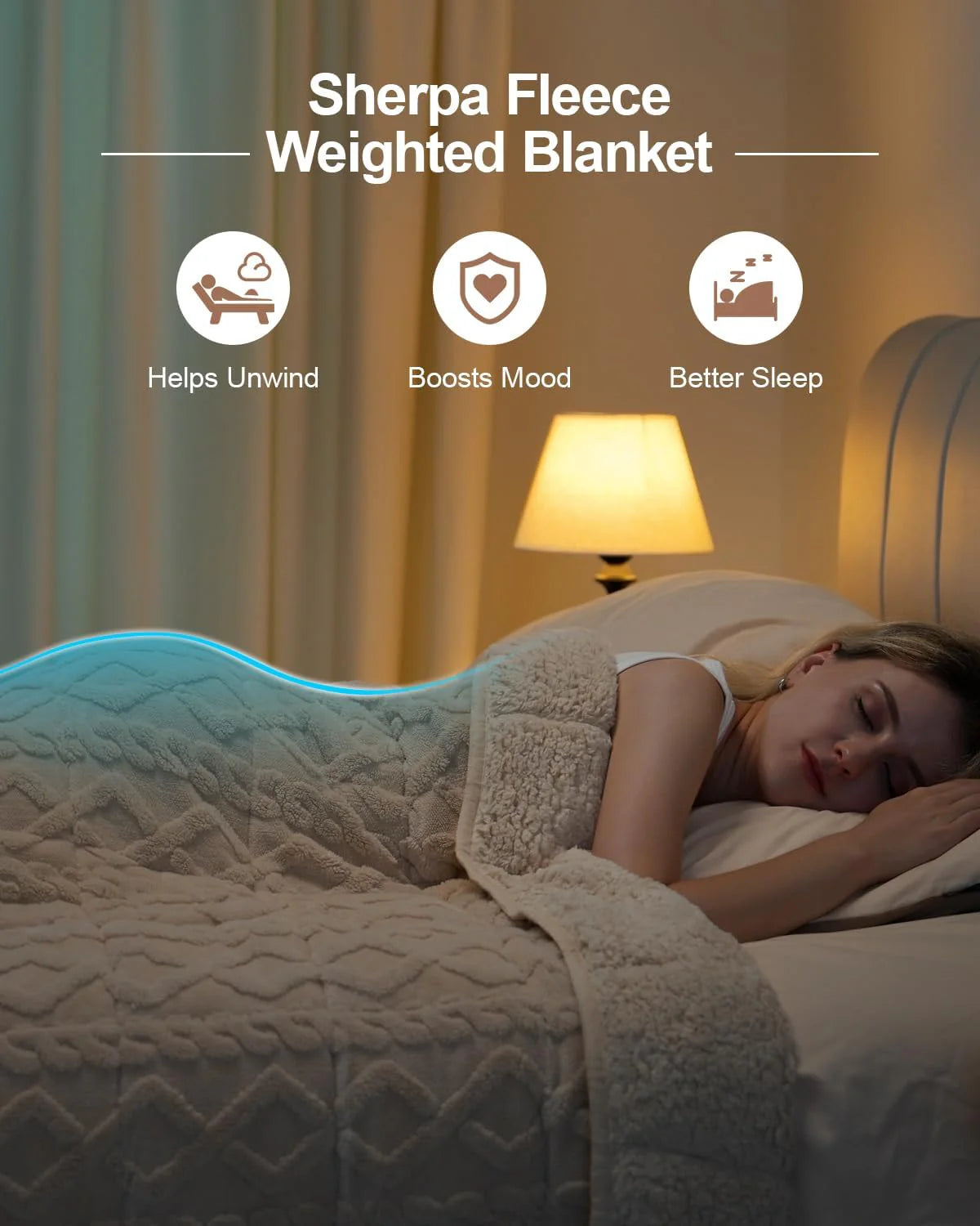 Sherpa Fleece Weighted Blanket 15 lbs 60"x 80"