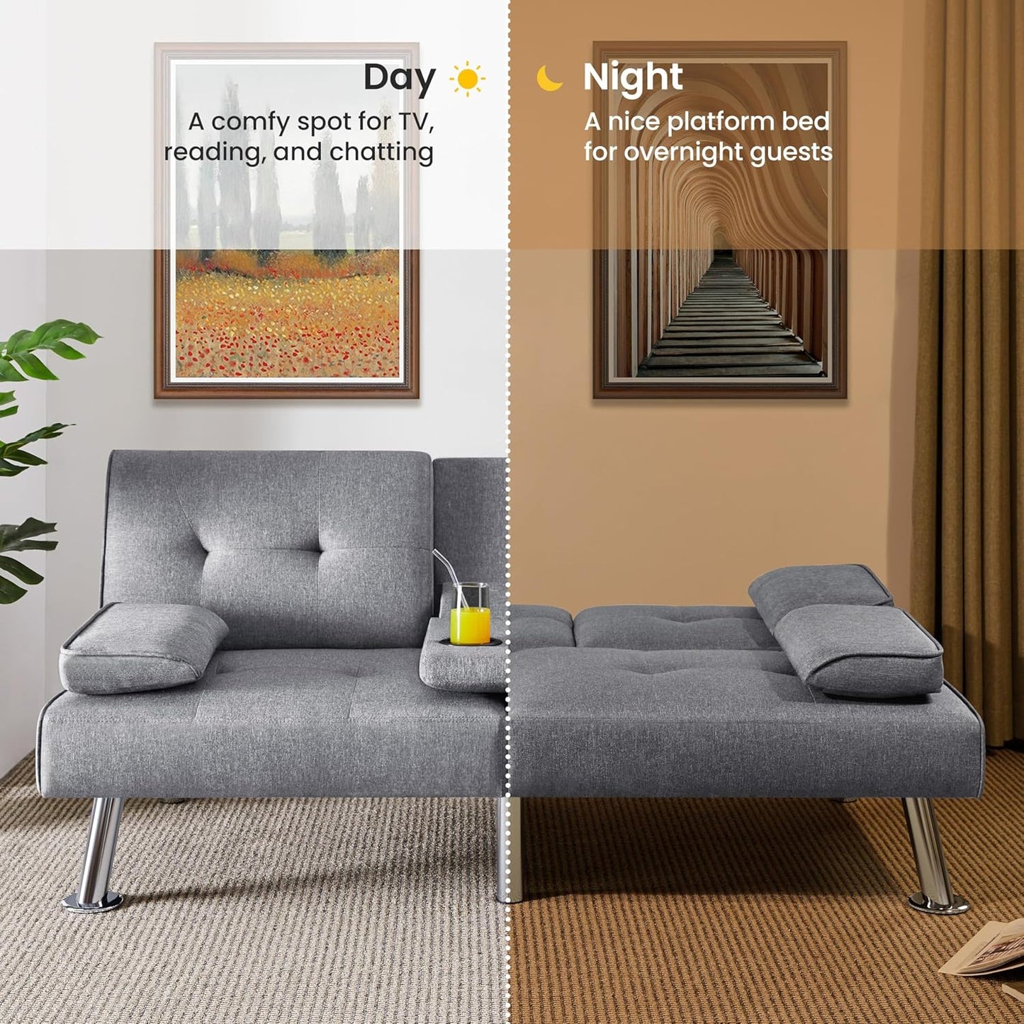 Convertible Sofa Bed Modern Imitation Leather Home Recliner Flip Double Sofa Folding Sofa Bed Guest Bed