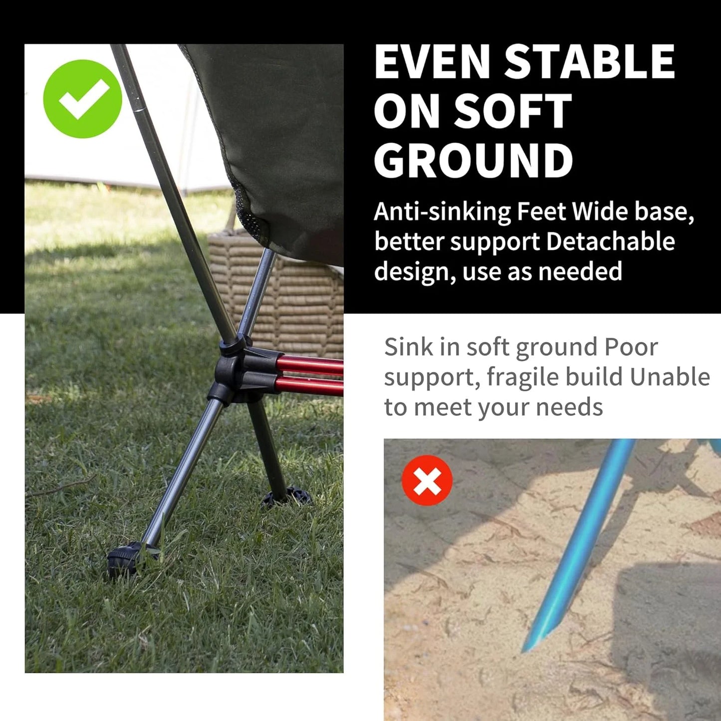 Ultralight Camping Chair 2.12 lbs Portable Backpacking Chair Folding Hiking Chair