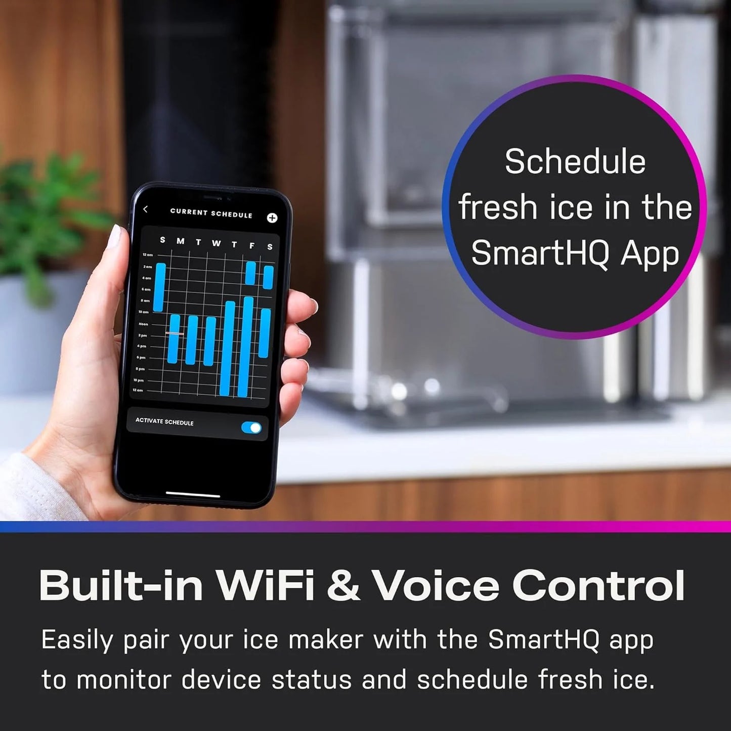 GE Profile Opal 2.0 with 0.75 Gallon Tank, Chewable Crunchable Countertop Nugget Ice Maker, Scoop included, 38 lbs in 24 hours, Pellet Ice Machine with WiFi & Smart Connected, Black Stainless Steel