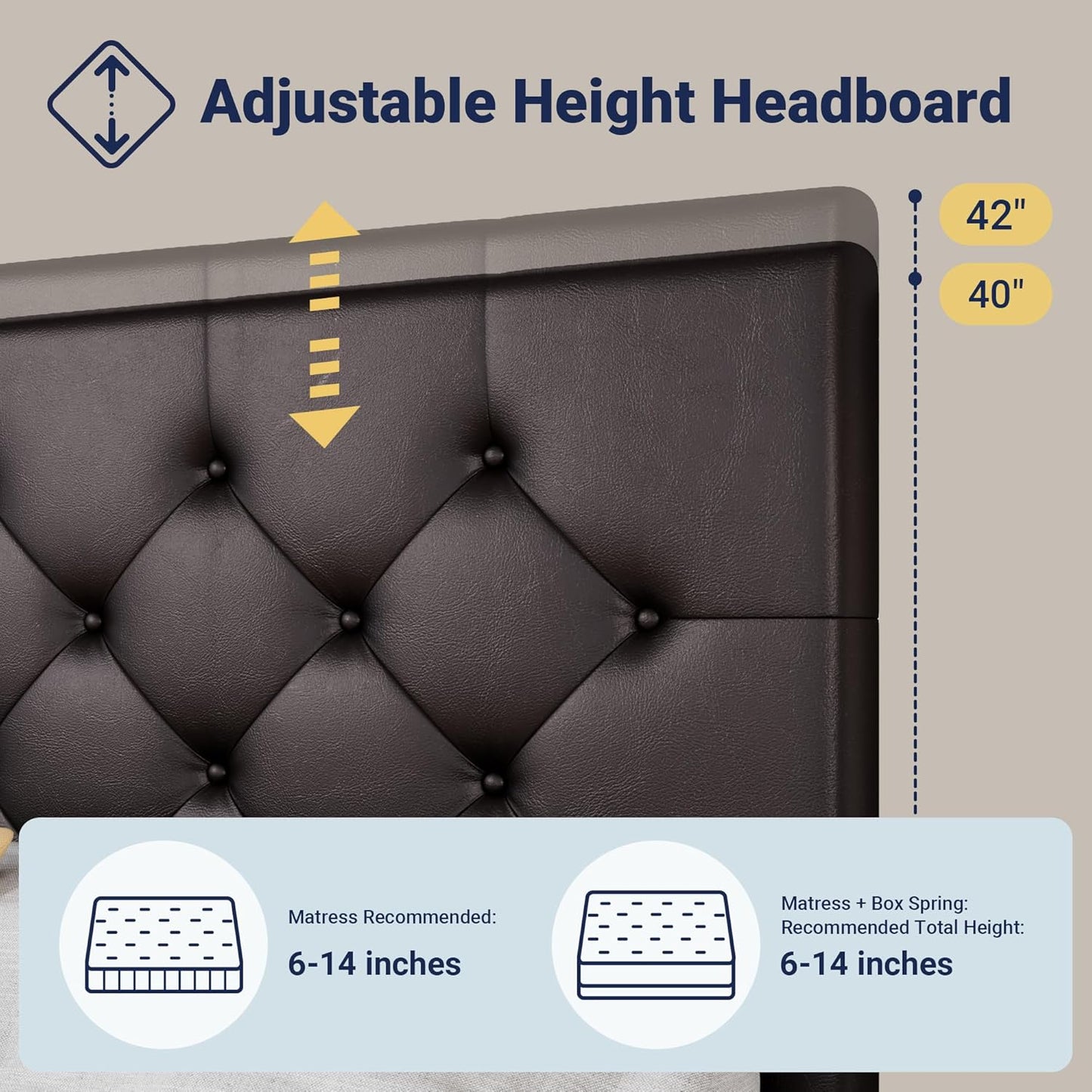 Allewie Upholstered Queen Size Platform Bed Frame with 4 Storage Drawers and Headboard, Square Stitched Button Tufted, Mattress Foundation with Wooden Slats Support, No Box Spring Needed