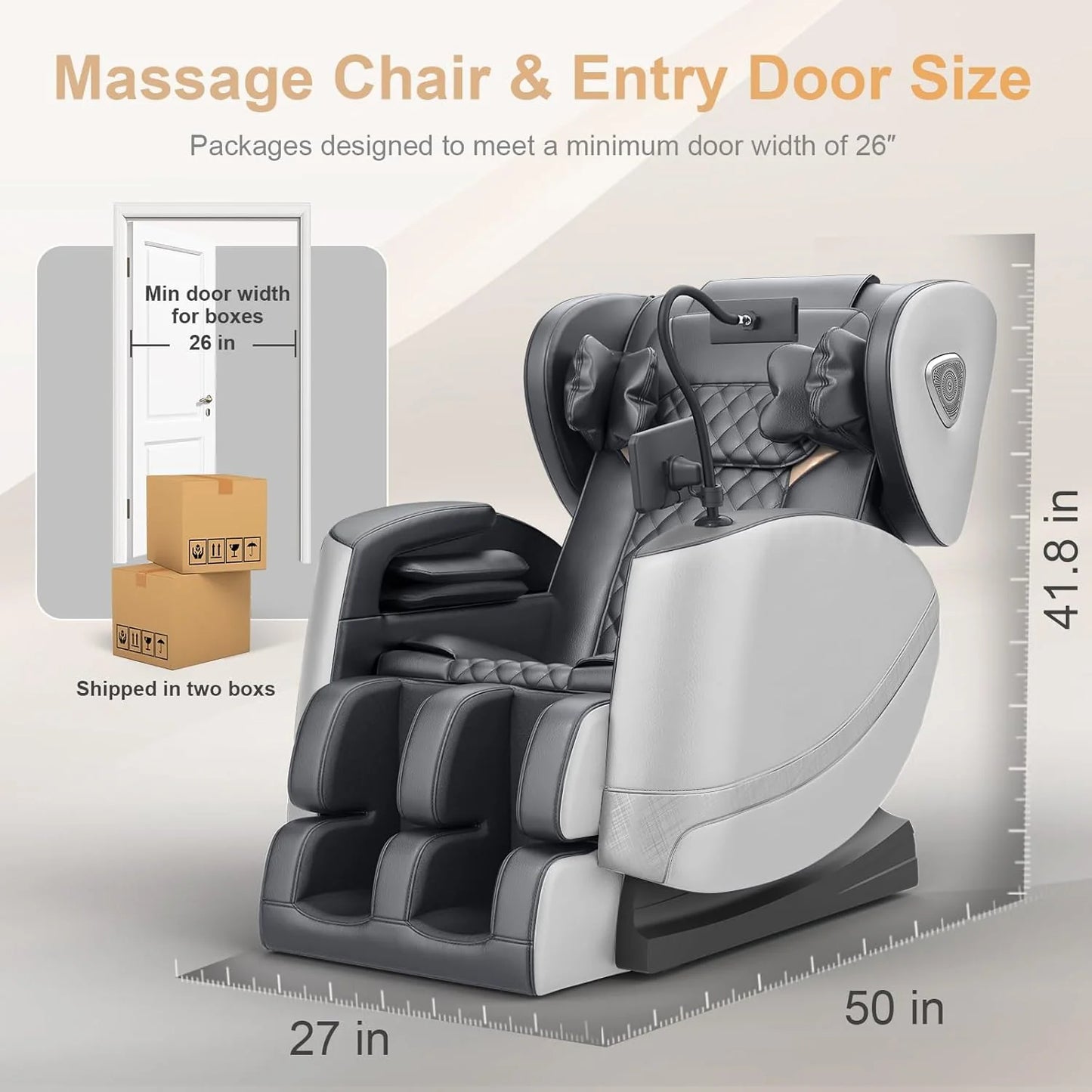 Full Body Massage Chair, Zero Gravity Massage Chair with 10 Fixed Rollers, Heating, Foot Massage