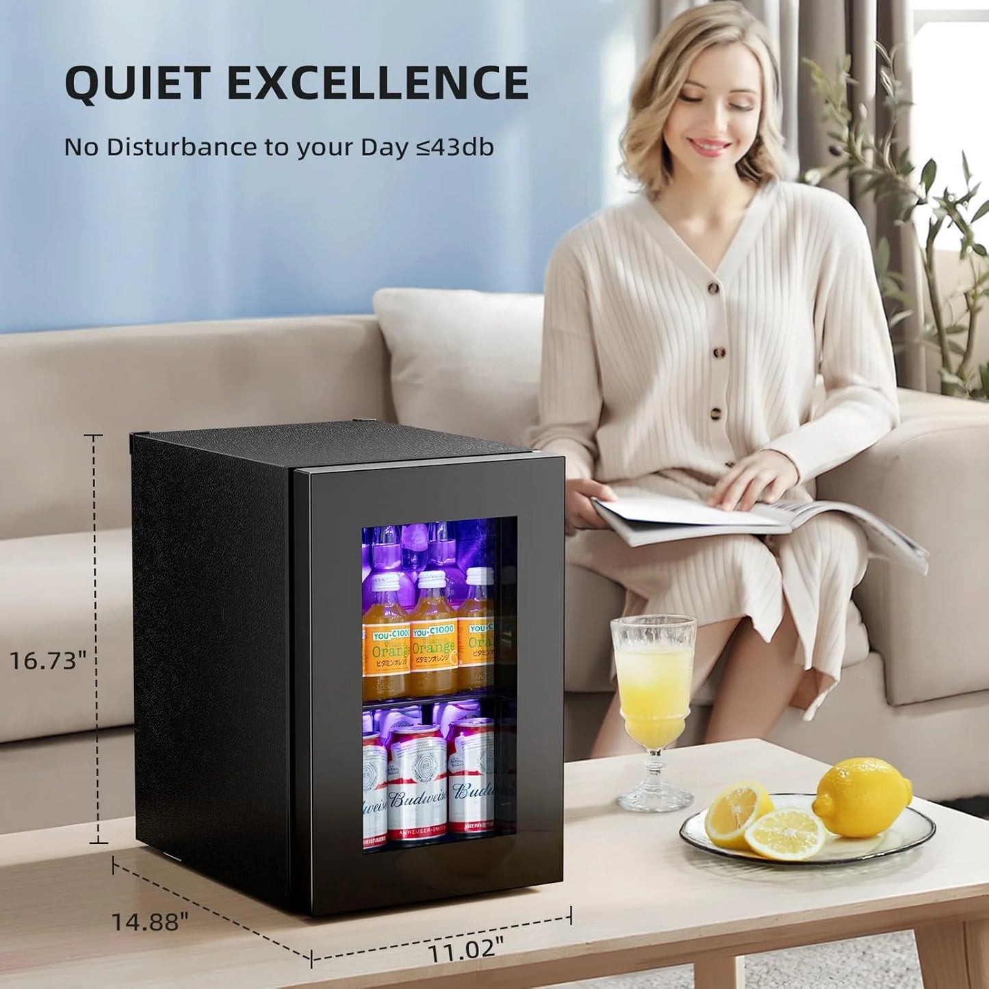 Antarctic Star Beverage Refrigerator Cooler 68 Can, Mini Fridge with Glass Door for Beer Drinks Wine,Freestanding Small Fridge with Electronic Temperature Control for Home and Bar,1.7 cu.ft