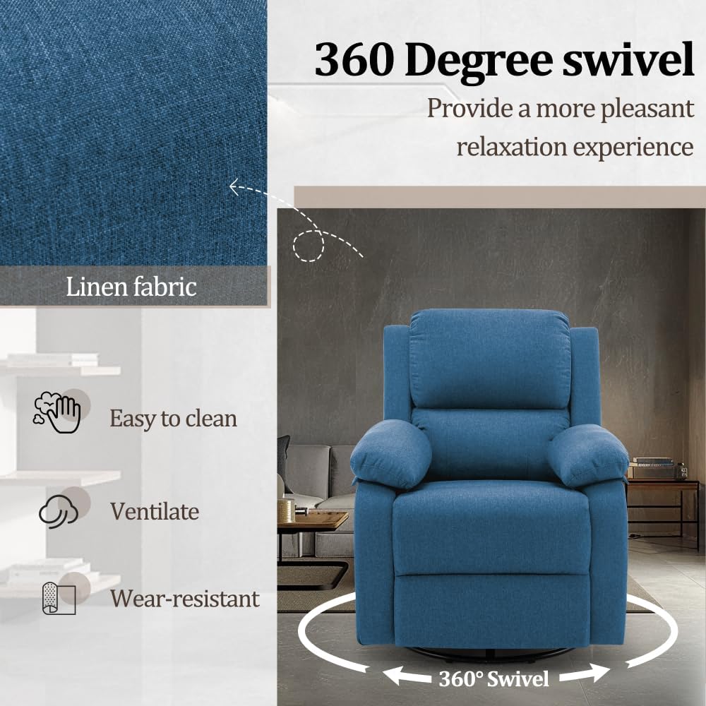 Reclining rocking chair 360 degree rotating fabric sliding reclining chair