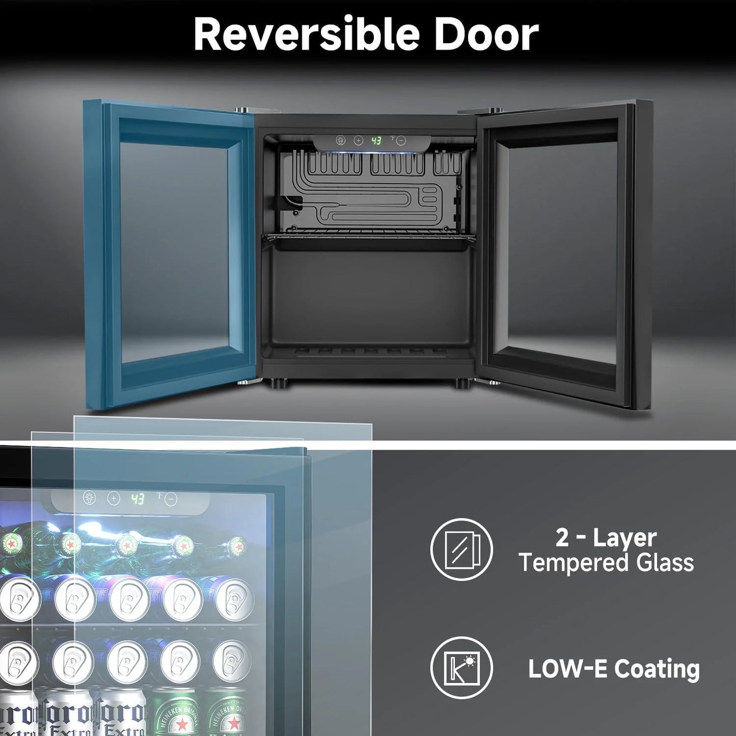 Beverage Refrigerator Cooler - 126 Can Mini Fridge Glass Door for Drinks Soda Beer Wine - Small Refrigerator for Office Bedroom Home Bar, 4 Adjustable Shelves, 3.2 Cu.Ft, Silver