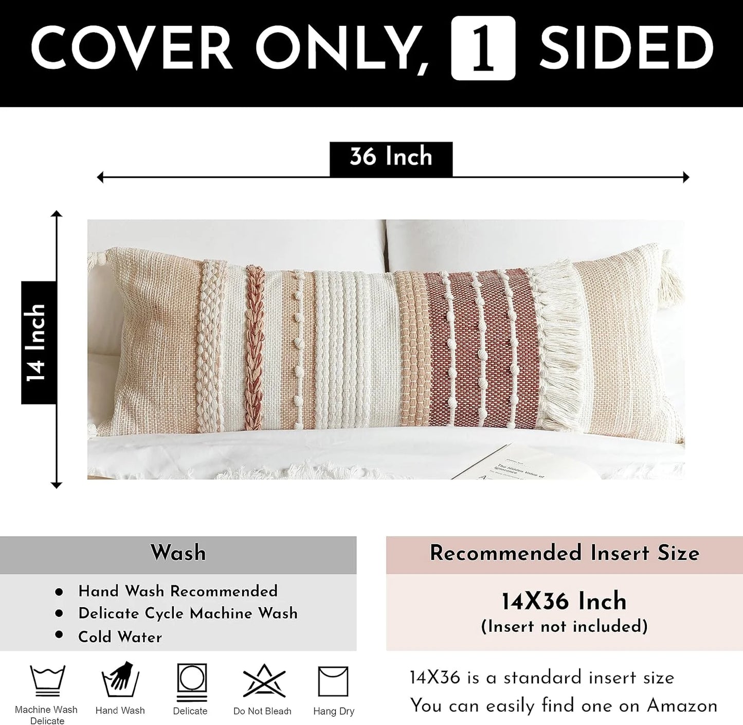 Blue Boho Decorative Throw Pillow Cover 20x20