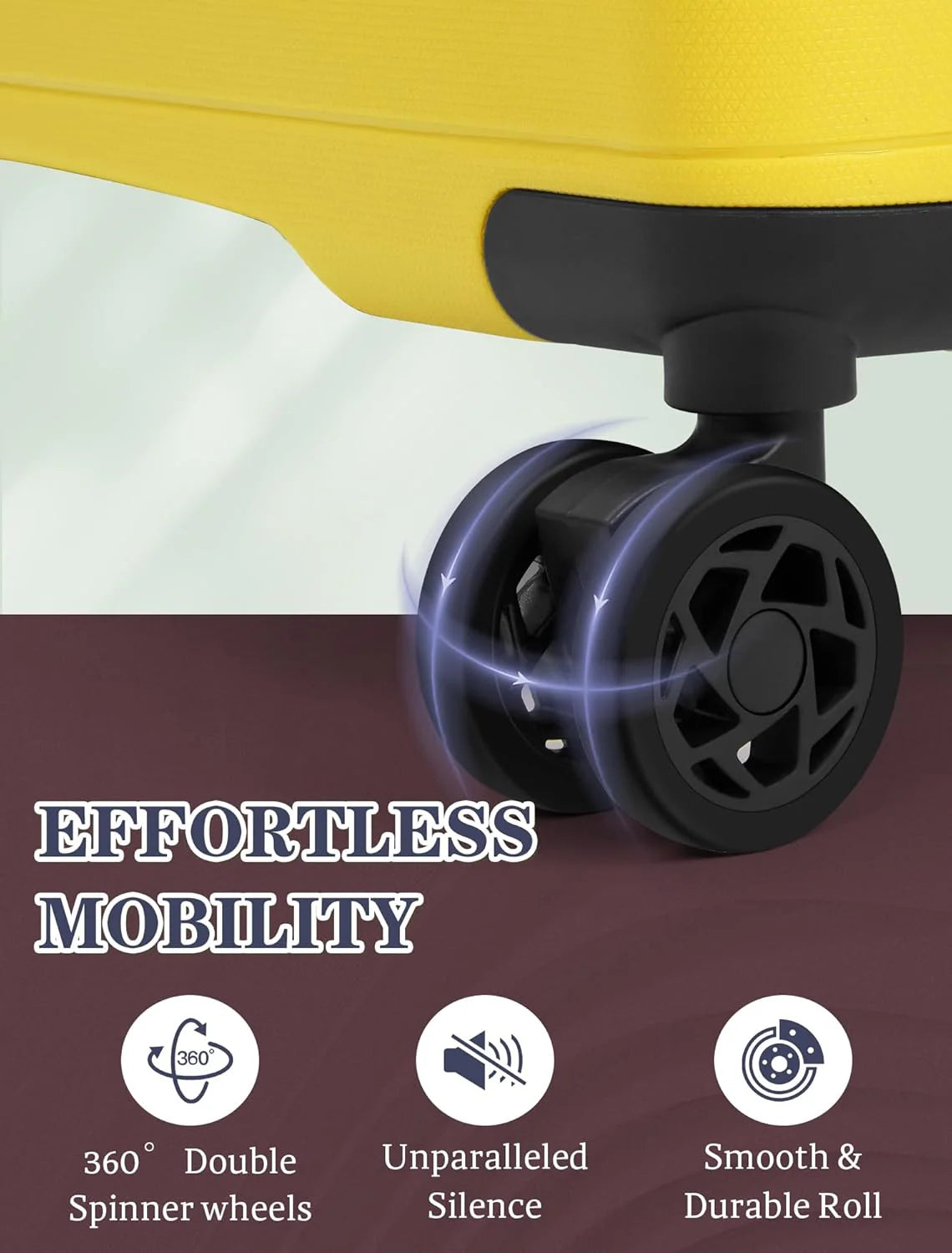 5-piece luggage set with wheels, ABS hardshell suitcase with spinner wheels