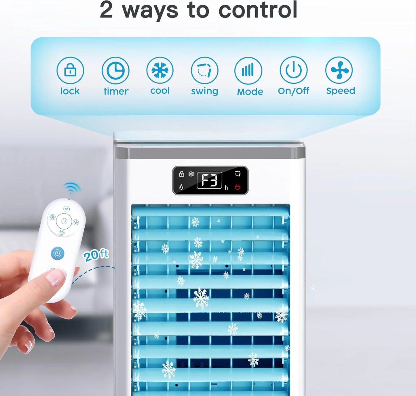 Windowless Portable Air Conditioners, Evaporative Air Cooler w/3 Modes & 3 Speeds, 12H Timer for Smart Auto-off, 2-Gal Tank for 20H Cooling,16FT Remote,No Hose Needed,46db Swamp Cooler