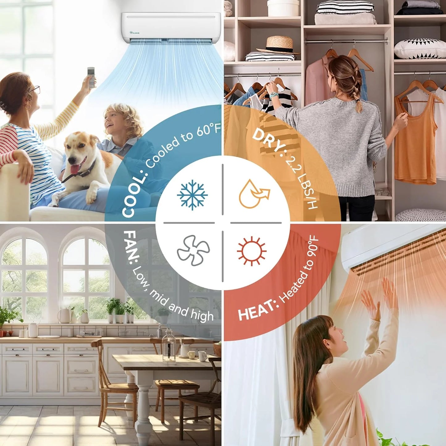 12000 BTU Mini Split Air Conditioner Heat Pump System, Wifi Enabled 20 SEER2 115V Inverter Ductless AC Cool Up to 750 Sq. Ft, Compatible with Alexa, Complete Installation Kit, White