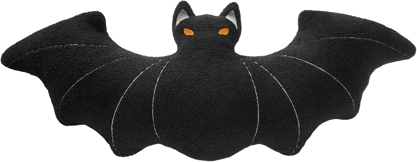 Bat Shaped Throw Pillow Teddy Fleece Embroidery Pillow