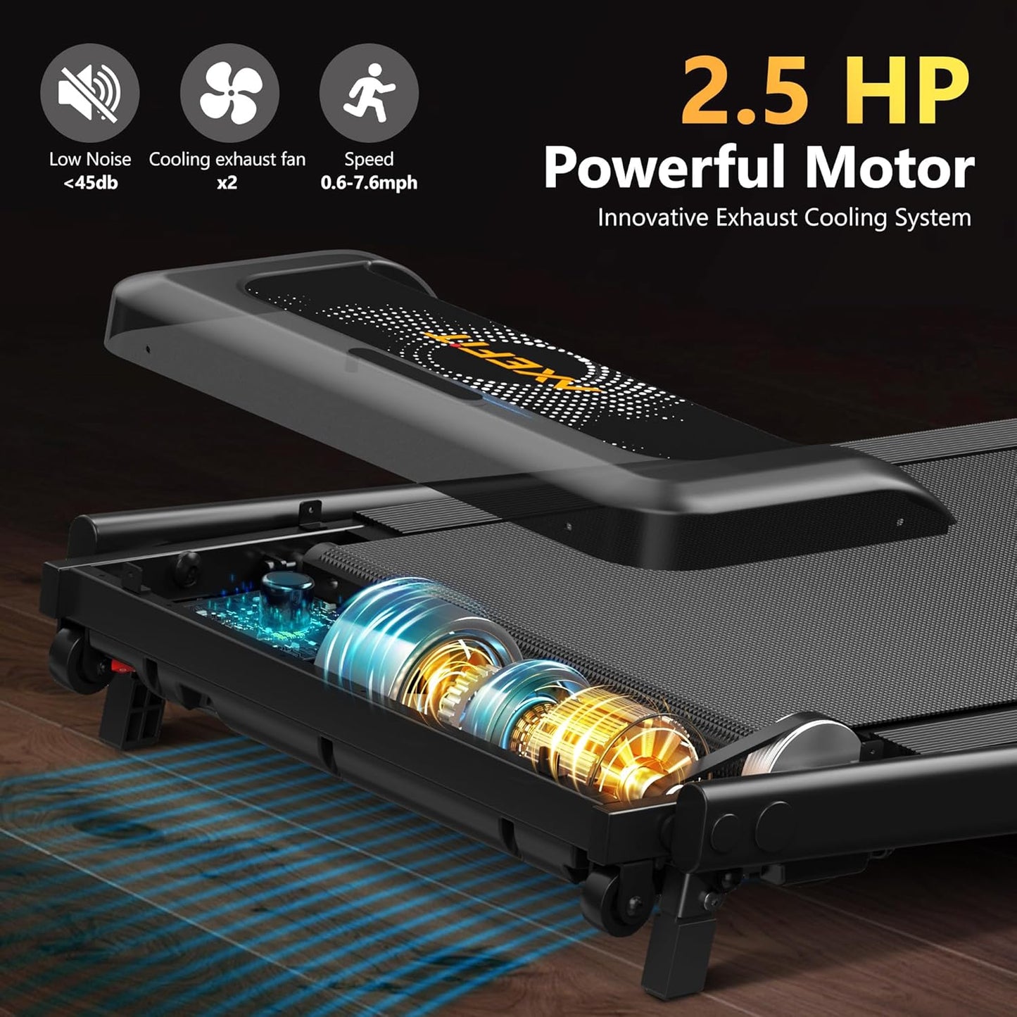 2.5 HP Portable Treadmill with Inclined Walking Pad, Panel and Remote, 4-in-1 Walking Treadmill, 265 lb Capacity