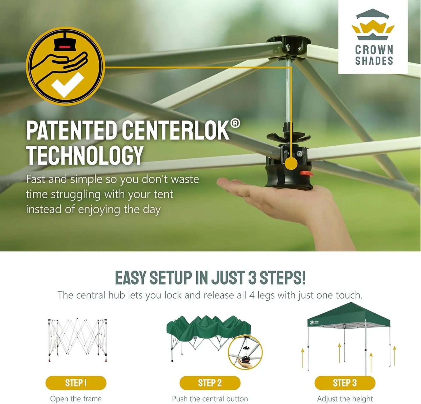 10x10 Pop-Up Awning - One-Click Installation Beach Tent - Outdoor Sunshade Silver Coated Top, 3 Heights and 4 Sand Pockets