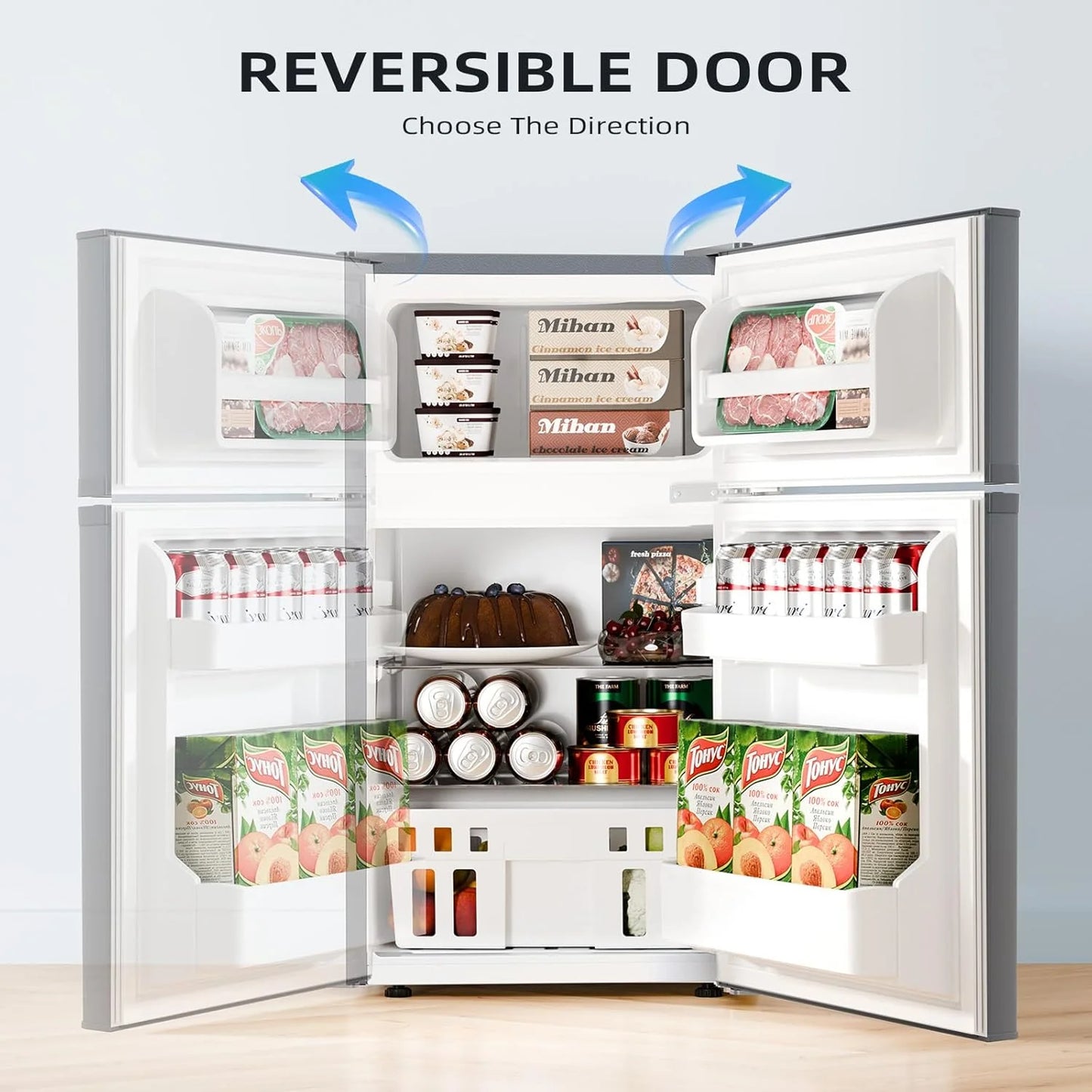 Antarctic Star 3.2 Cu.Ft,Mini Refrigerator with Freezer,Double Door Mini Fridge,Compact Refrigerator,Adjustable Thermostat,Mini Refrigerator for Bedroom/Office/Dorm/Kitchen(BLACK)