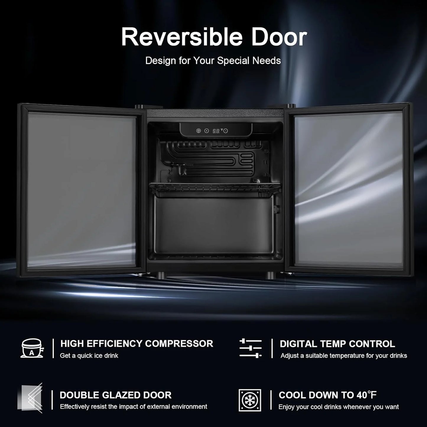 Antarctic Star 26 Bottle 130 Can Wine Cooler/Cabinet Beverage Refrigerator Mini Wine Cellar Beer Soda Clear Glass Door Bar Fridge Quiet Compressor Adjust Temp Freestanding Indoor Use 3.2cu.ft Black