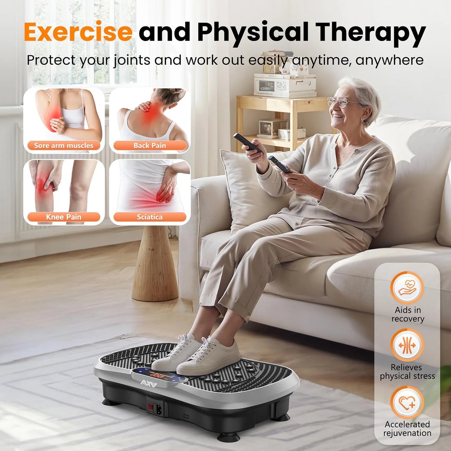 AXV Vibration Plate Fitness Platform Trainer Suitable for men and women to lose weight and burn fat at the gym
