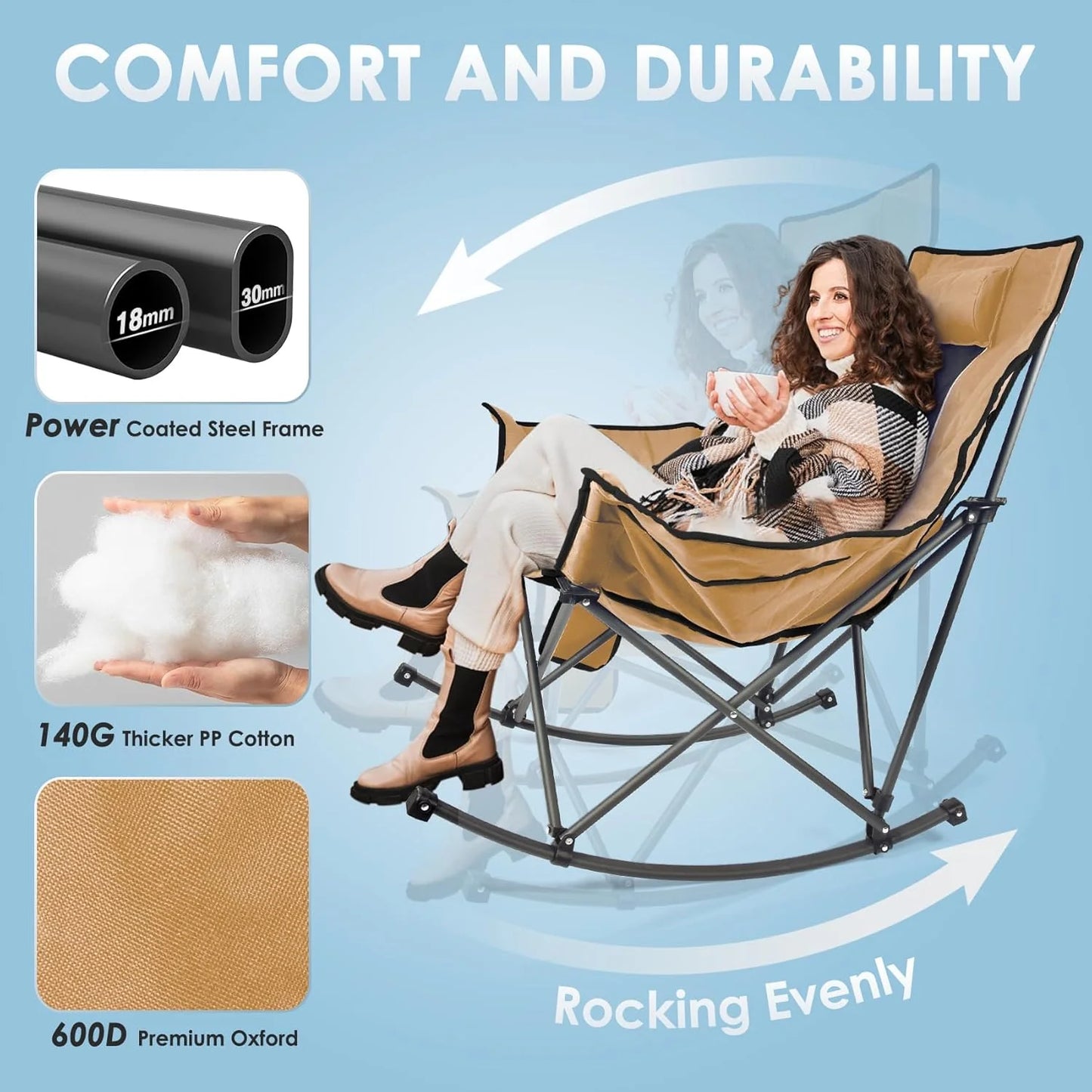 Heated Camping Chair, Extra Large Heated Chair Outdoor Sports Chair with 3 Heat Levels on Back and Seat, Portable Folding Heated Outdoor Chair (Batteries Not Included)