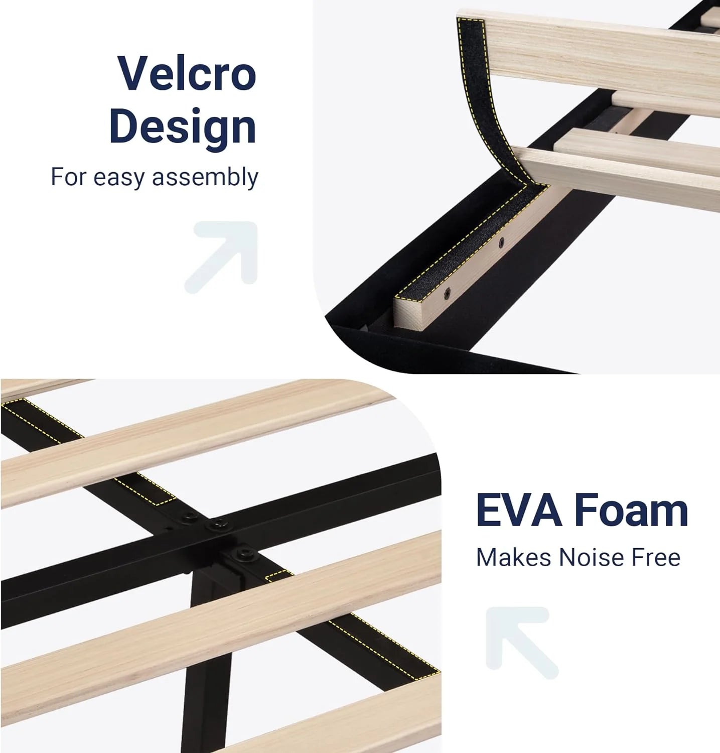 Allewie Queen Size Platform Bed Frame with Fabric Upholstered Headboard and Wooden Slats Support, Fully Upholstered Mattress Foundation/No Box Spring Needed