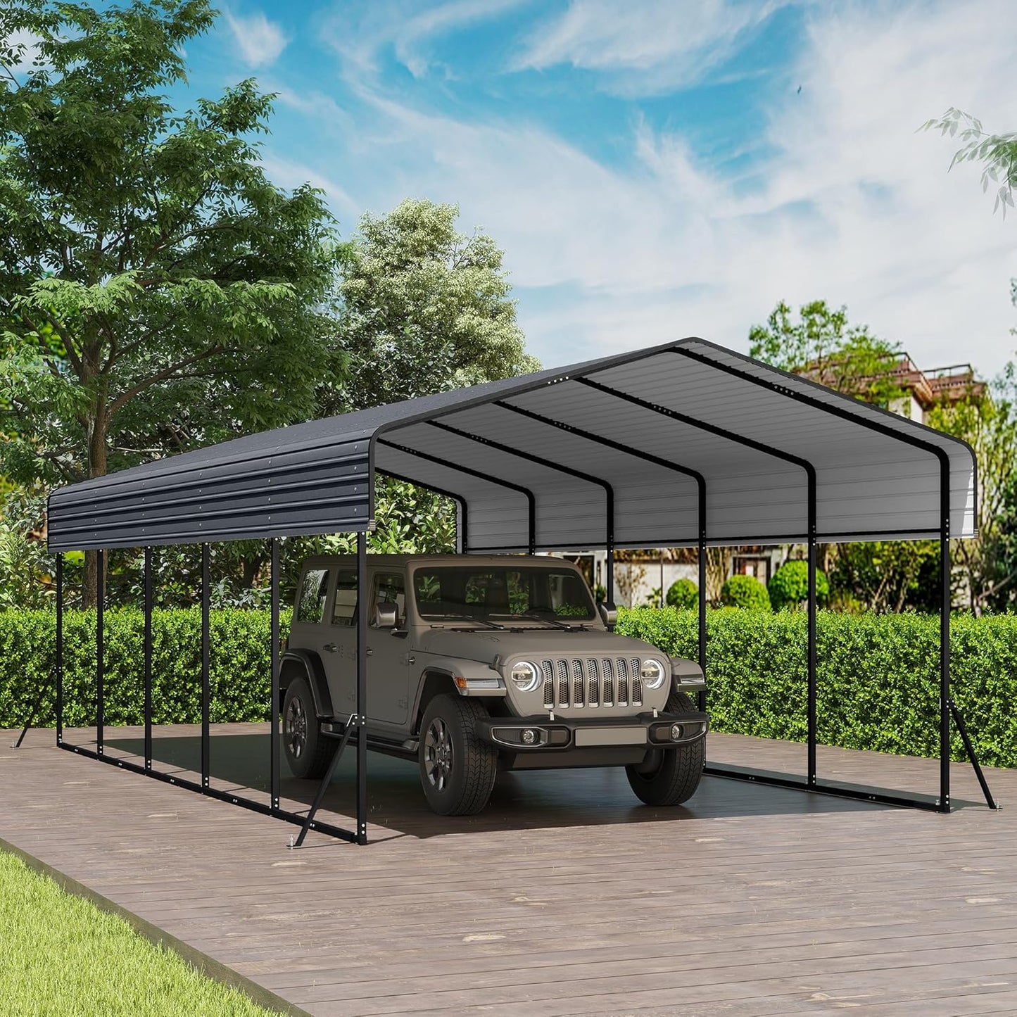 10'x15' Heavy Duty Metal Carport, Outdoor Garage Car Shelter Shade with Heavier Frame