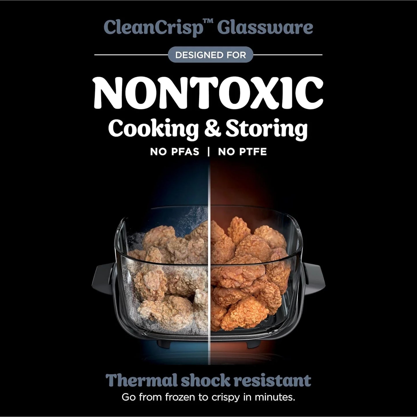 Ninja Crispi 4-in-1 Portable Glass Air Fryer Cooking System, 1500W, 4QT & 6-Cup TempWare Glass Containers with Storage Lids, Microwave, Freezer & Dishwasher Safe