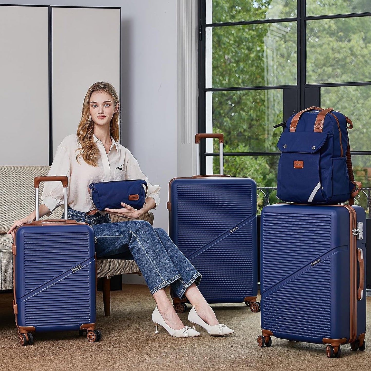 5-Piece Luggage Set with Spinner Wheels, Hard-Shell ABS Luggage Set with Tsa Lock, Lightweight Hard-Shell Waterproof Travel Case, Unisex, Gray