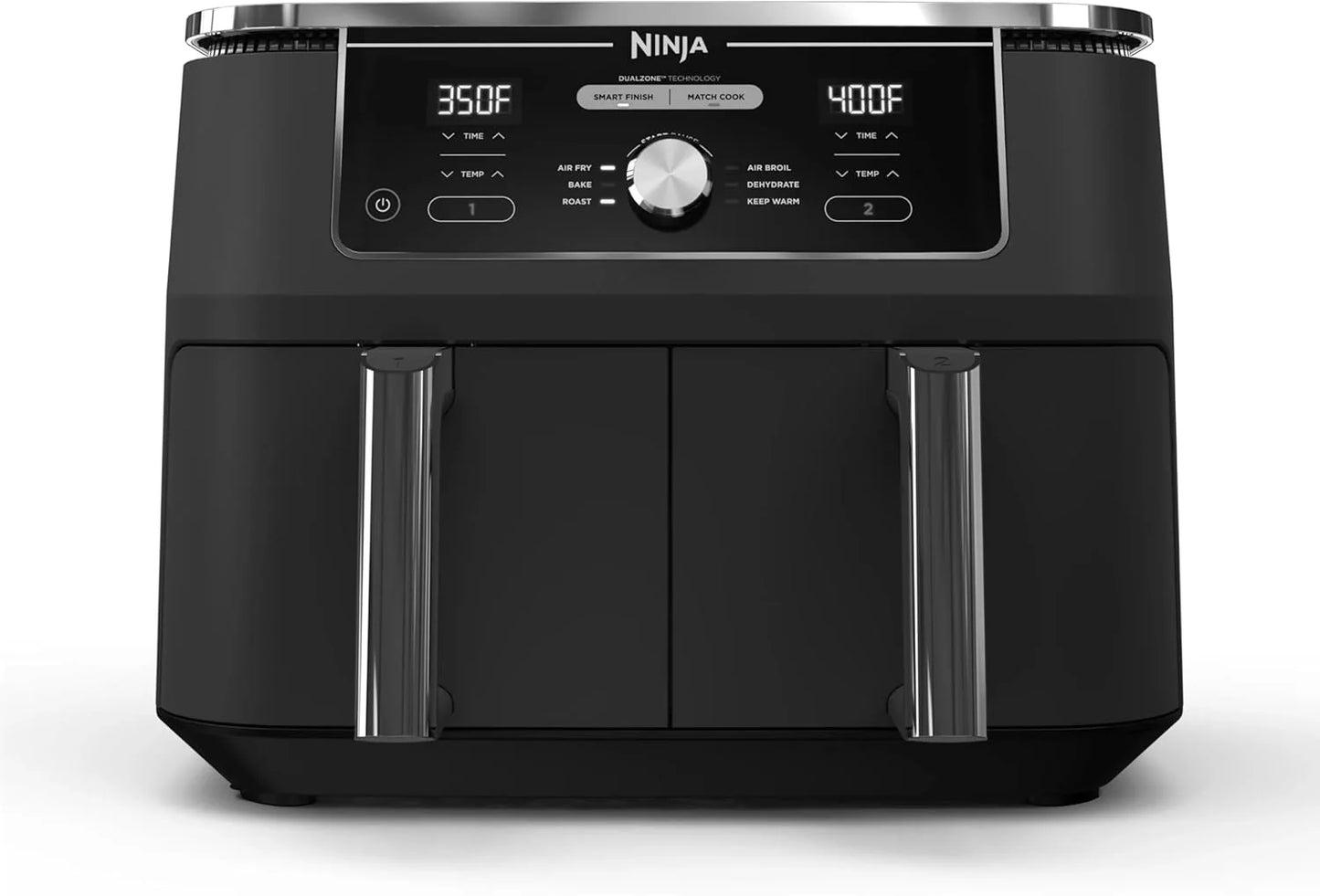Ninja Foodi 6-in-1 FlexBasket Air Fryer with 7-QT MegaZone & Basket Divider for Large Proteins & Full Meals, Smart Finish Cook 2 Foods 2 Ways, Family Sized Capacity, Air Fry, Roast & More