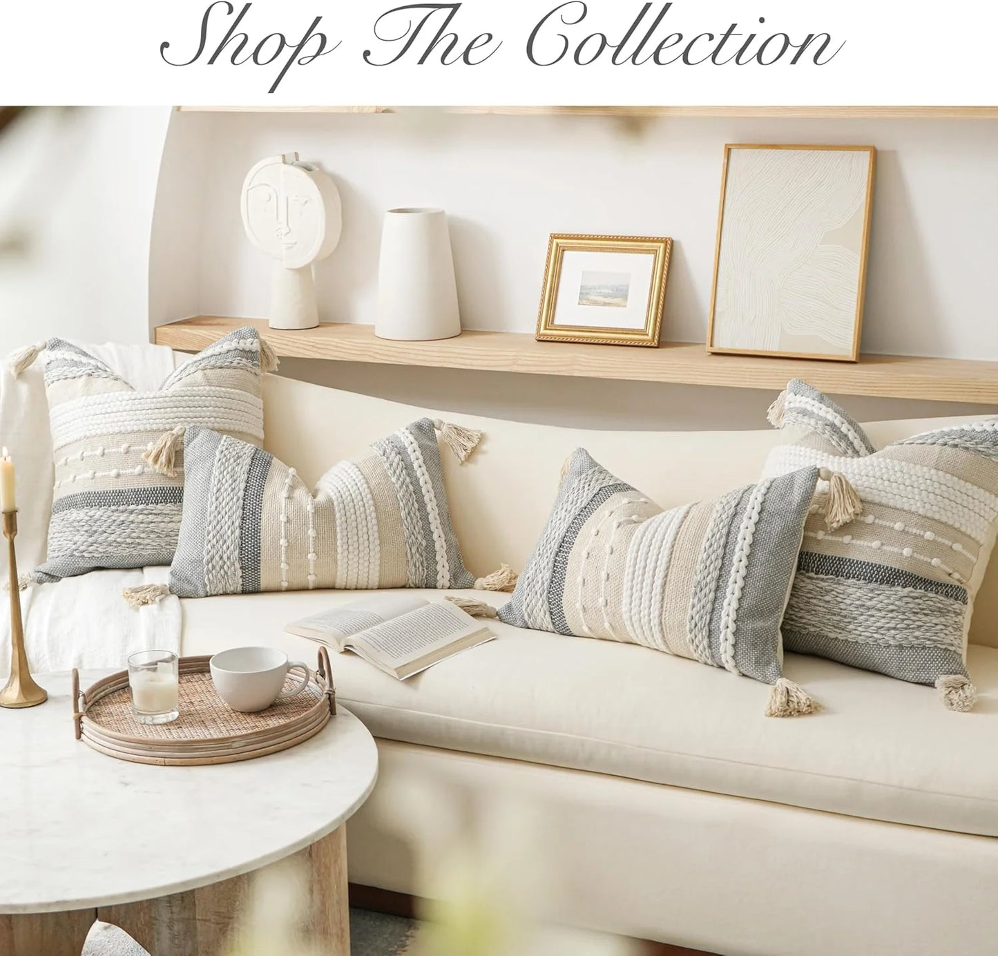 Blue Boho Decorative Throw Pillow Cover 20x20