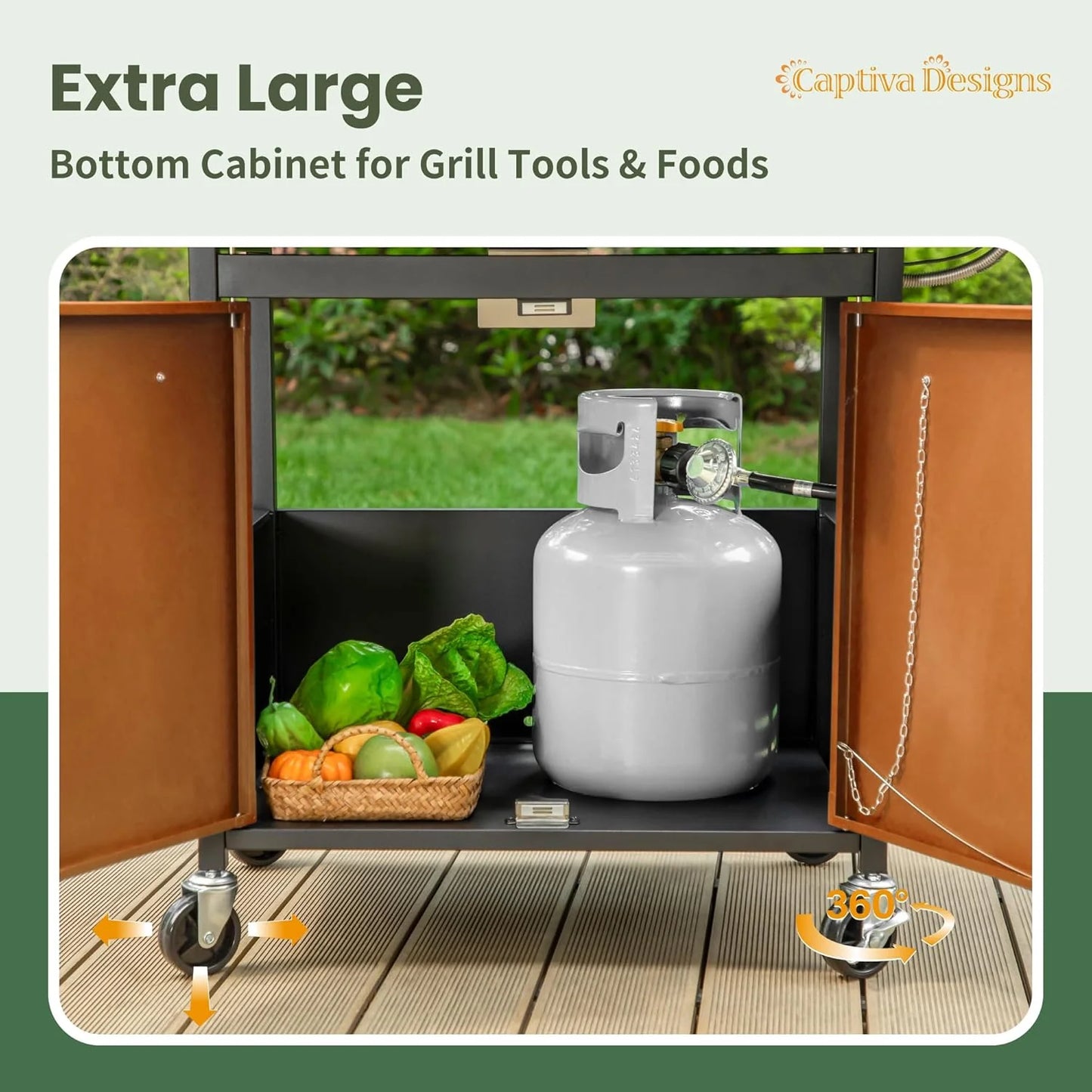 Captiva Designs 4-Burner Propane Gas BBQ Grill with Side Burner & Porcelain-Enameled Cast Iron Grates, 42,000 BTU Output Stainless Steel Grill for Outdoor Cooking Kitchen and Patio Backyard Barbecue