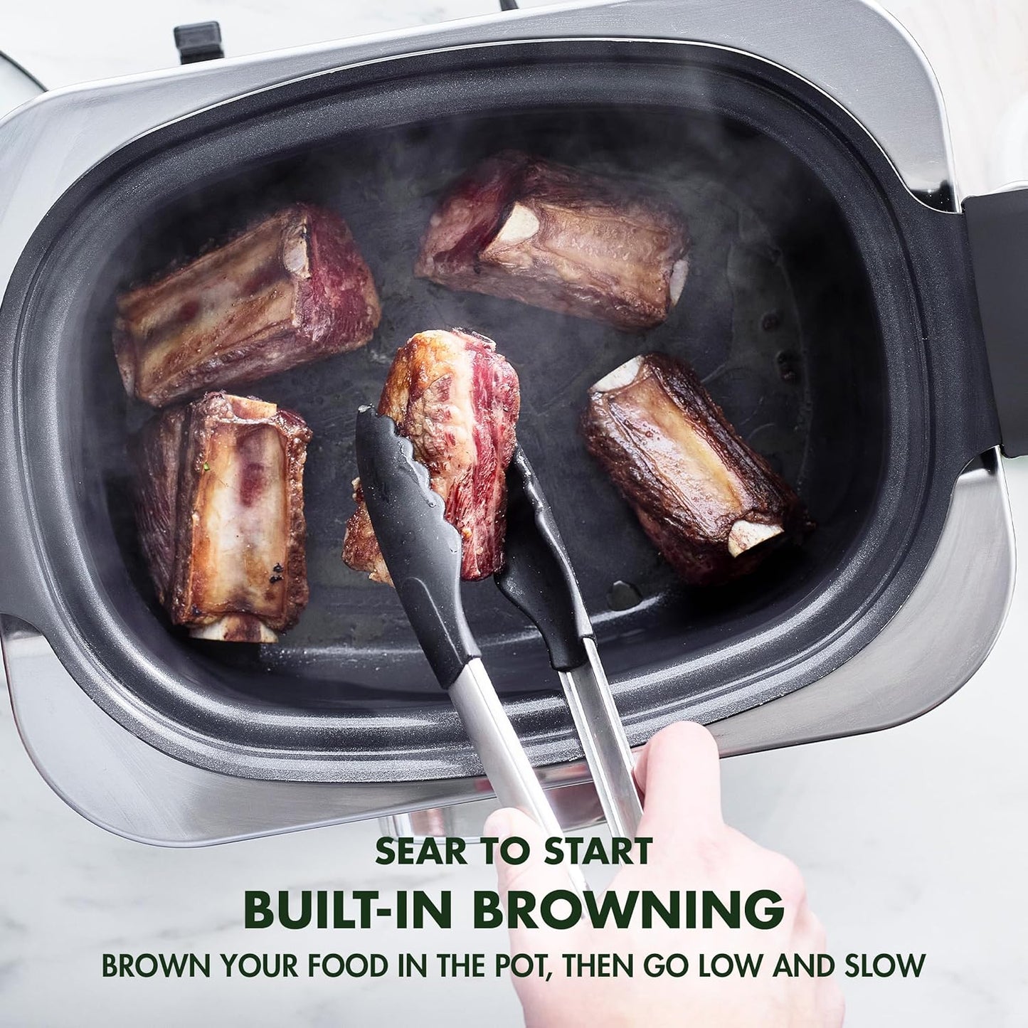 8-in-1 Programmable 6QT Electric Slow Cooker with Dishwasher-Safe Lid and Removable Base