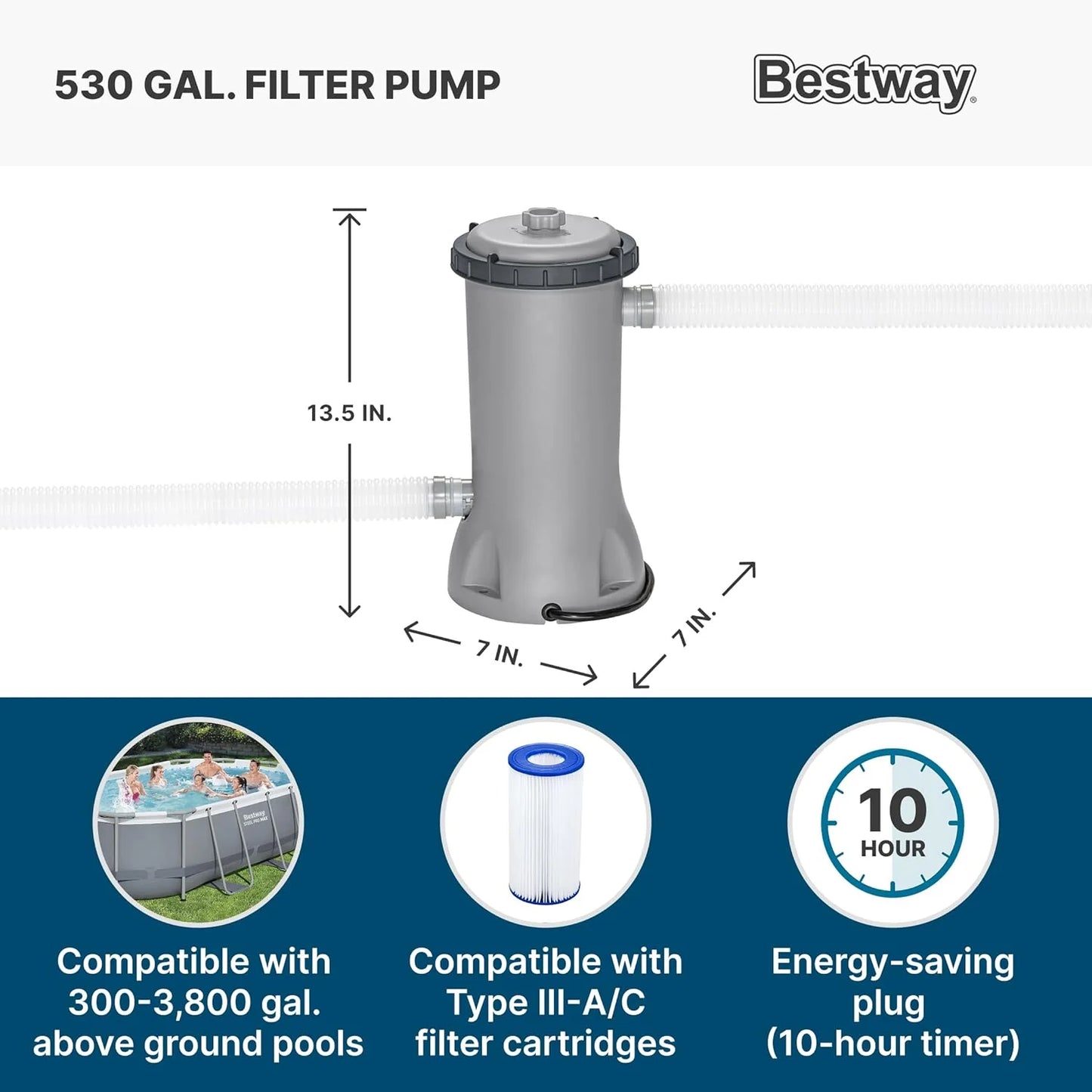 Power Steel 14' x 8'2" x 39.5" Oval Above Ground Pool Set | Includes 530gal Filter Pump, Ladder, ChemConnect Dispener