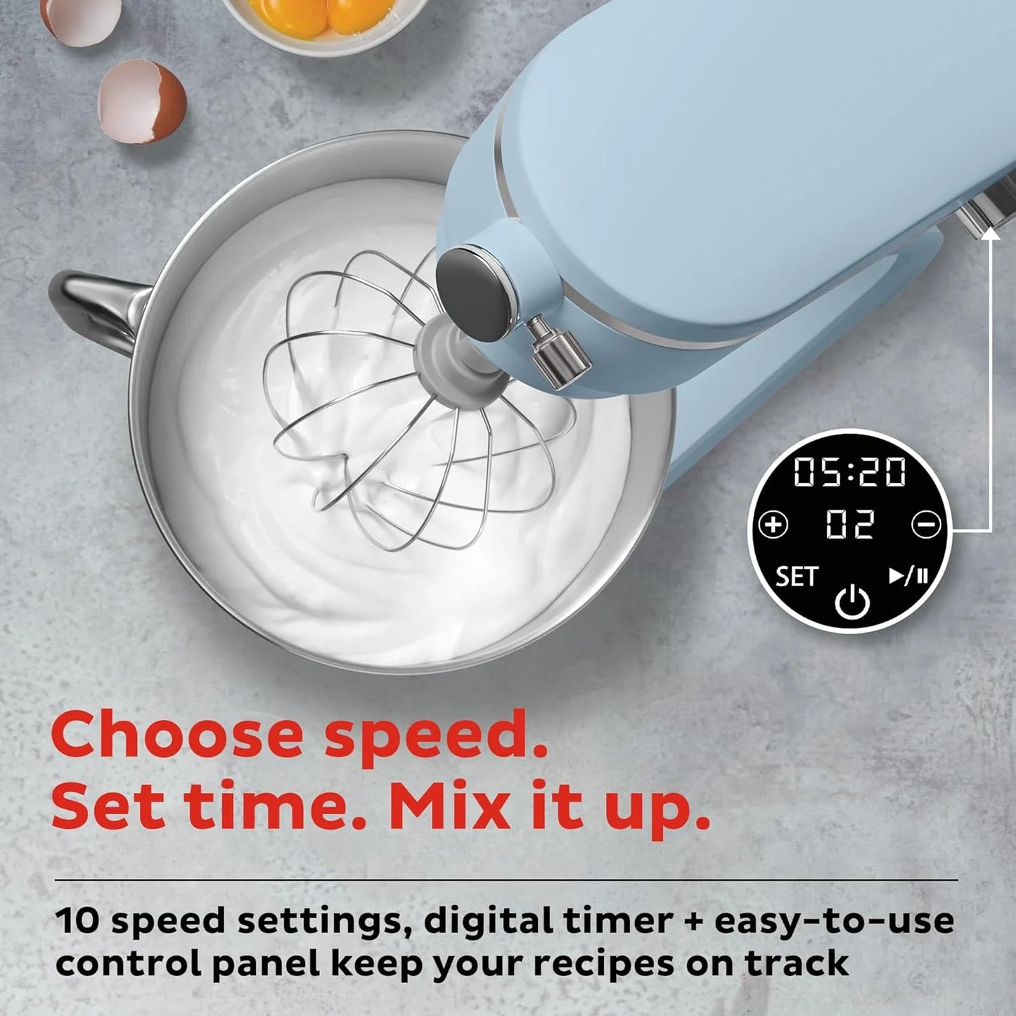 Instant Pot Instant Stand Mixer Pro 600W 10-Speed Electric Mixer with Digital Interface,7.4-Qt Stainless Steel Bowl,Dishwasher Safe Whisk,Dough Hook and Mixing Paddle