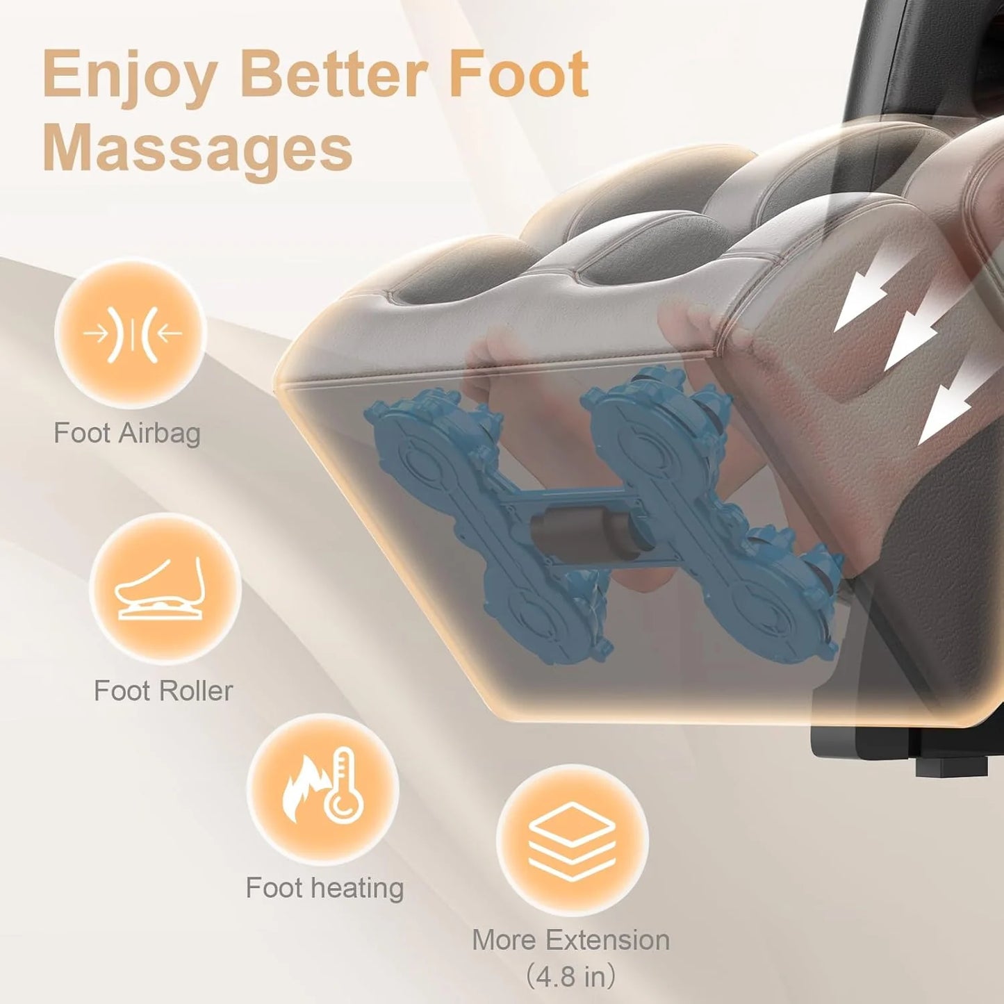 Full Body Massage Chair, Zero Gravity Massage Chair with 10 Fixed Rollers, Heating, Foot Massage