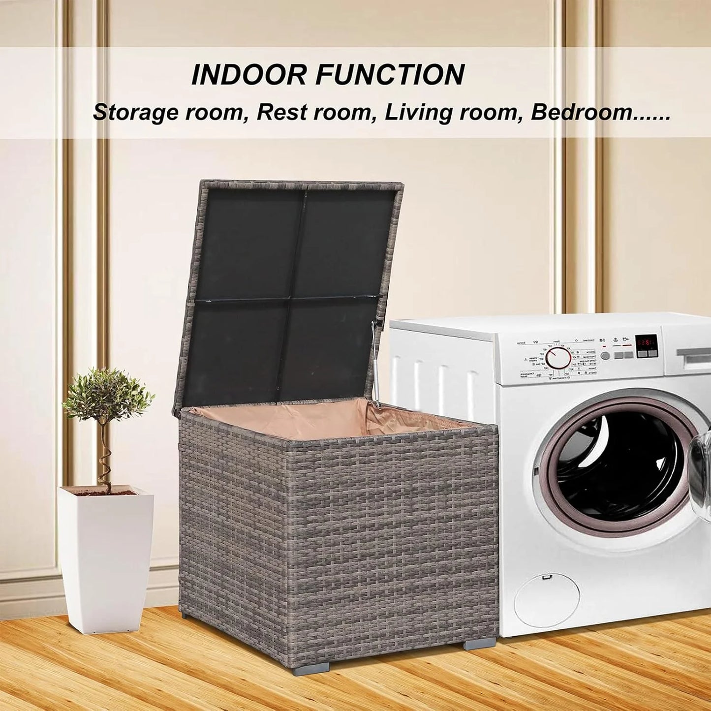 Wicker Outdoor Patio Storage Box Waterproof