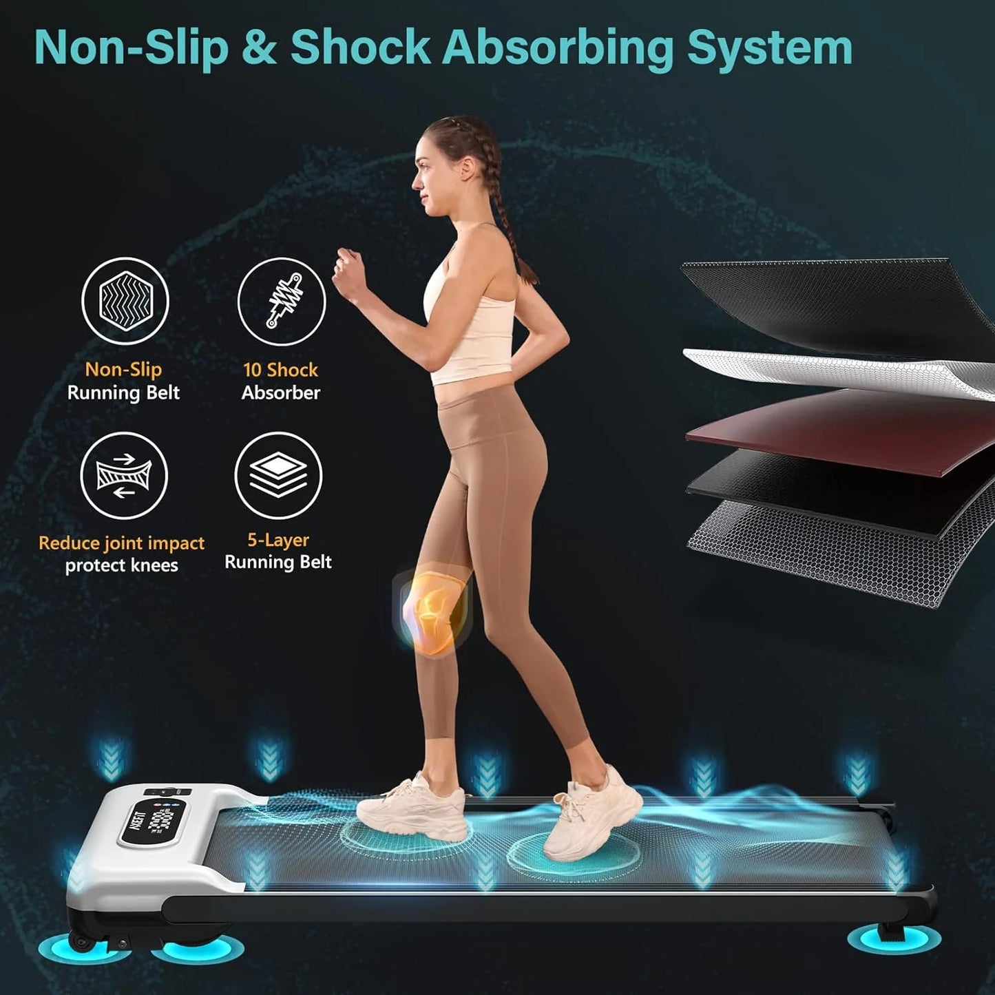 2.5 HP Portable Treadmill with Inclined Walking Pad, Panel and Remote, 4-in-1 Walking Treadmill, 265 lb Capacity