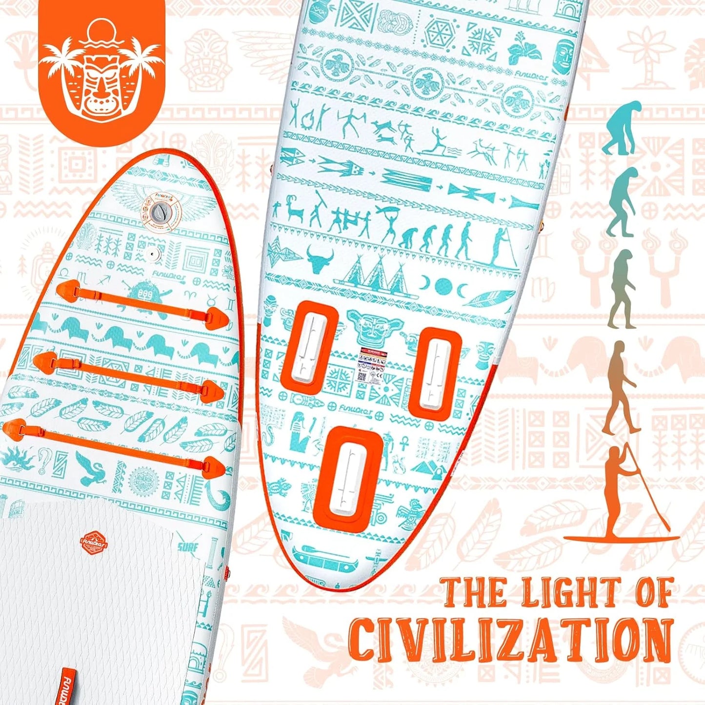 FunWater Inflatable Stand Up Paddle Board with Premium SUP Paddle Accessories, Non-Slip EVA Deck, 11'/10'6' Paddle