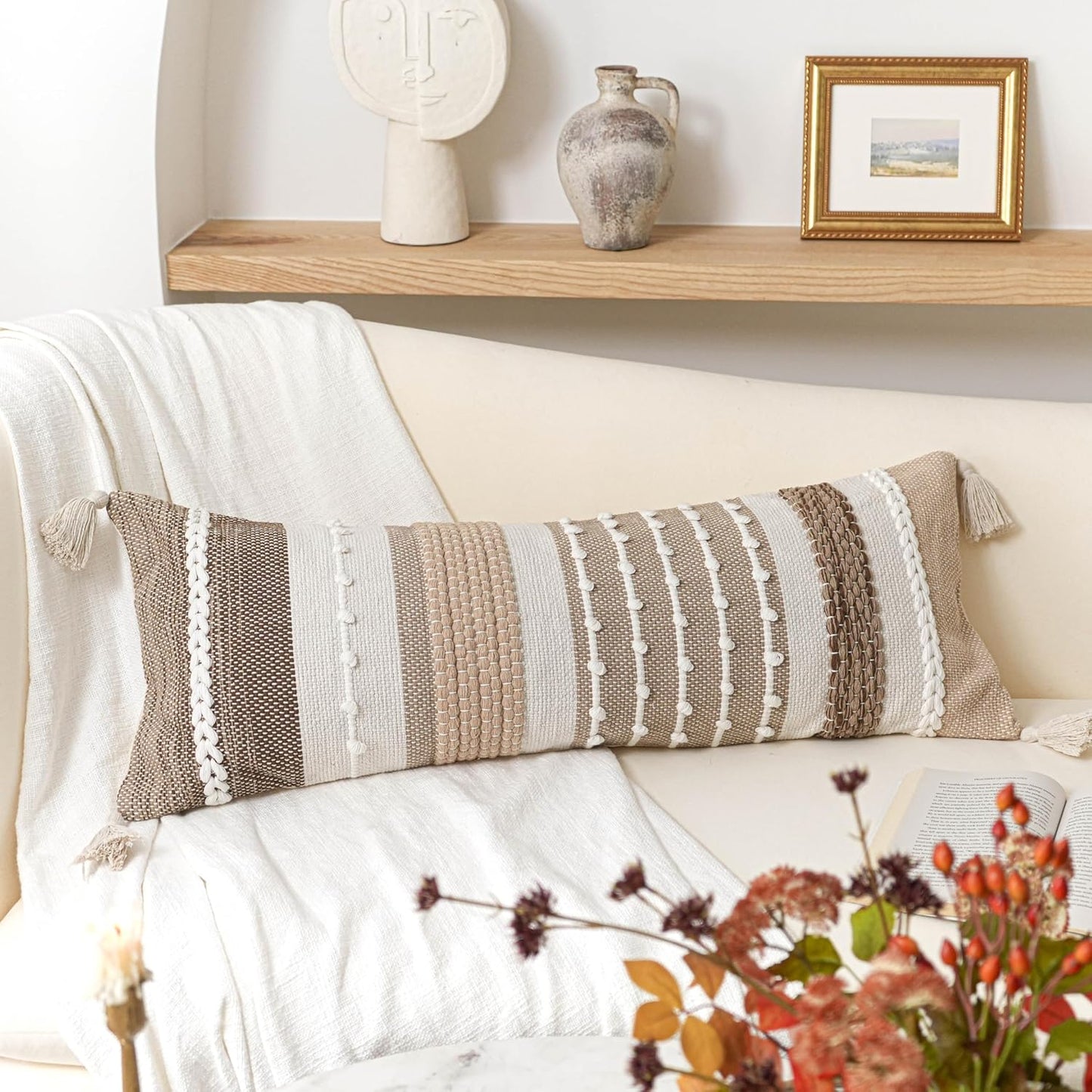 Blue Boho Decorative Throw Pillow Cover 20x20