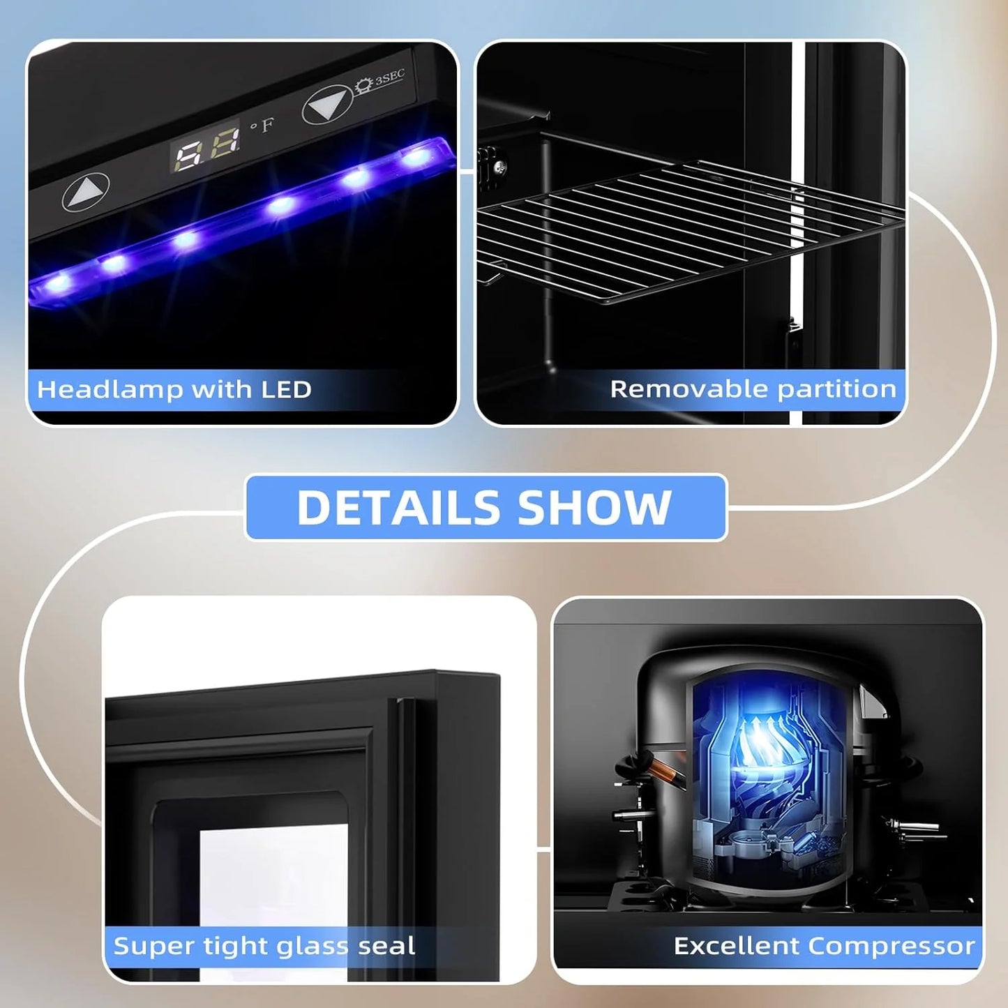 Antarctic Star Beverage Refrigerator Cooler 68 Can, Mini Fridge with Glass Door for Beer Drinks Wine,Freestanding Small Fridge with Electronic Temperature Control for Home and Bar,1.7 cu.ft