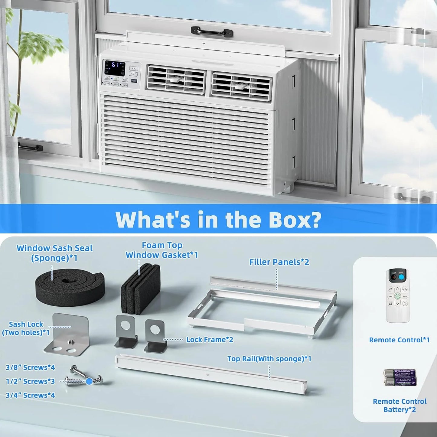 Antarctic Star 12,000 BTU U-Shaped Window Air Conditioner Unit Cools up to 550 Sq.Ft. with 6 Modes 24H Timer, Ultra Quiet Window AC Units