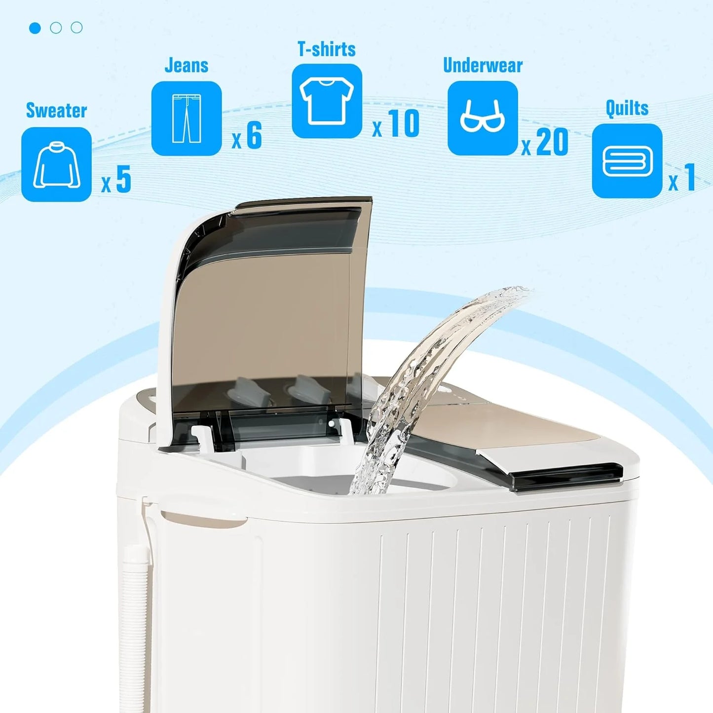 INTERGREAT Portable Washing Machine 16 lb Twin Tub Washing Machine