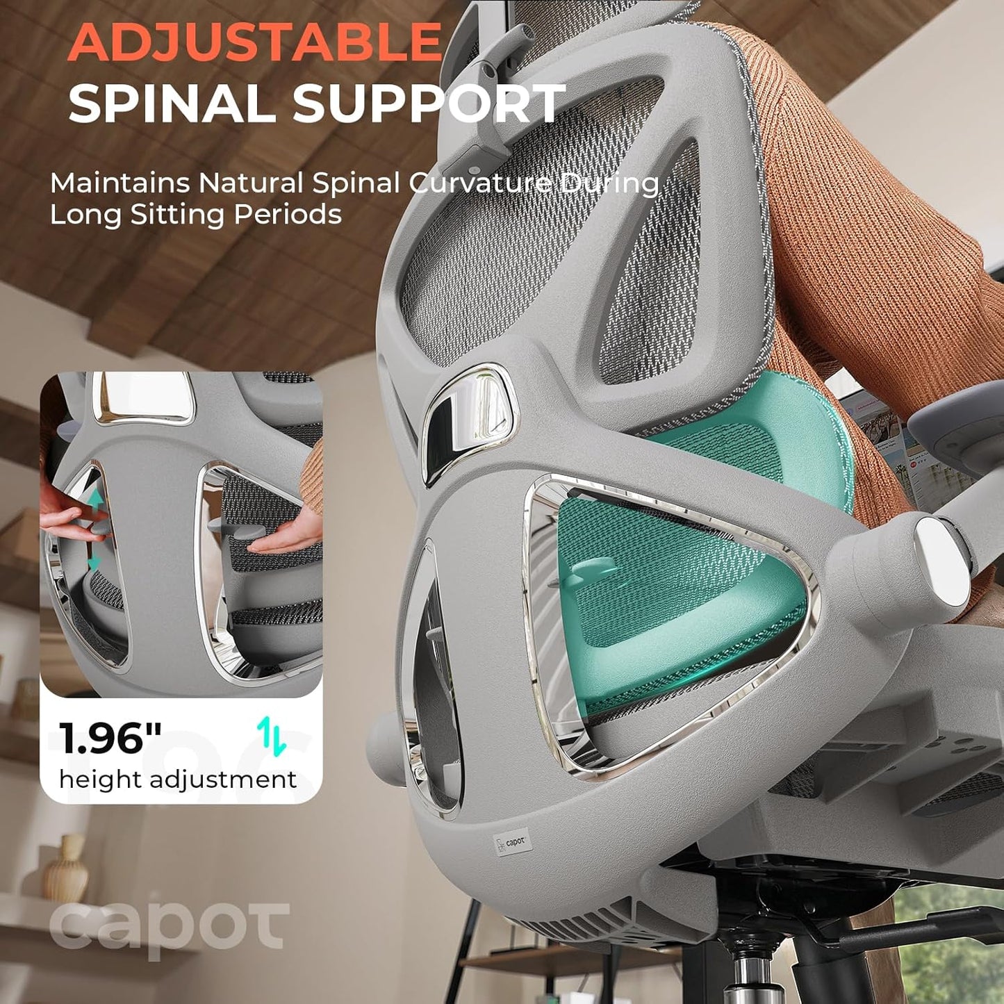 Ergonomic Mesh Office Chair with Adjustable Lumbar High Back Desk Chair 400 lbs