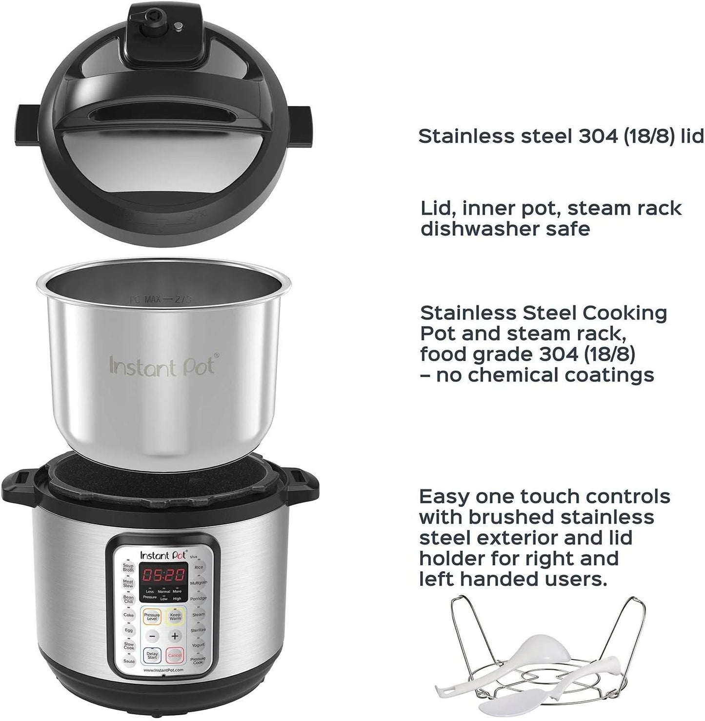 9-in-1 Multicooker, Pressure Cooker, Slow Cook, Rice Maker, Steamer, Sauté, Yogurt, Warmer & Sterilizer, Includes App With Over 800 Recipes, Stainless Steel, 6 Quarts