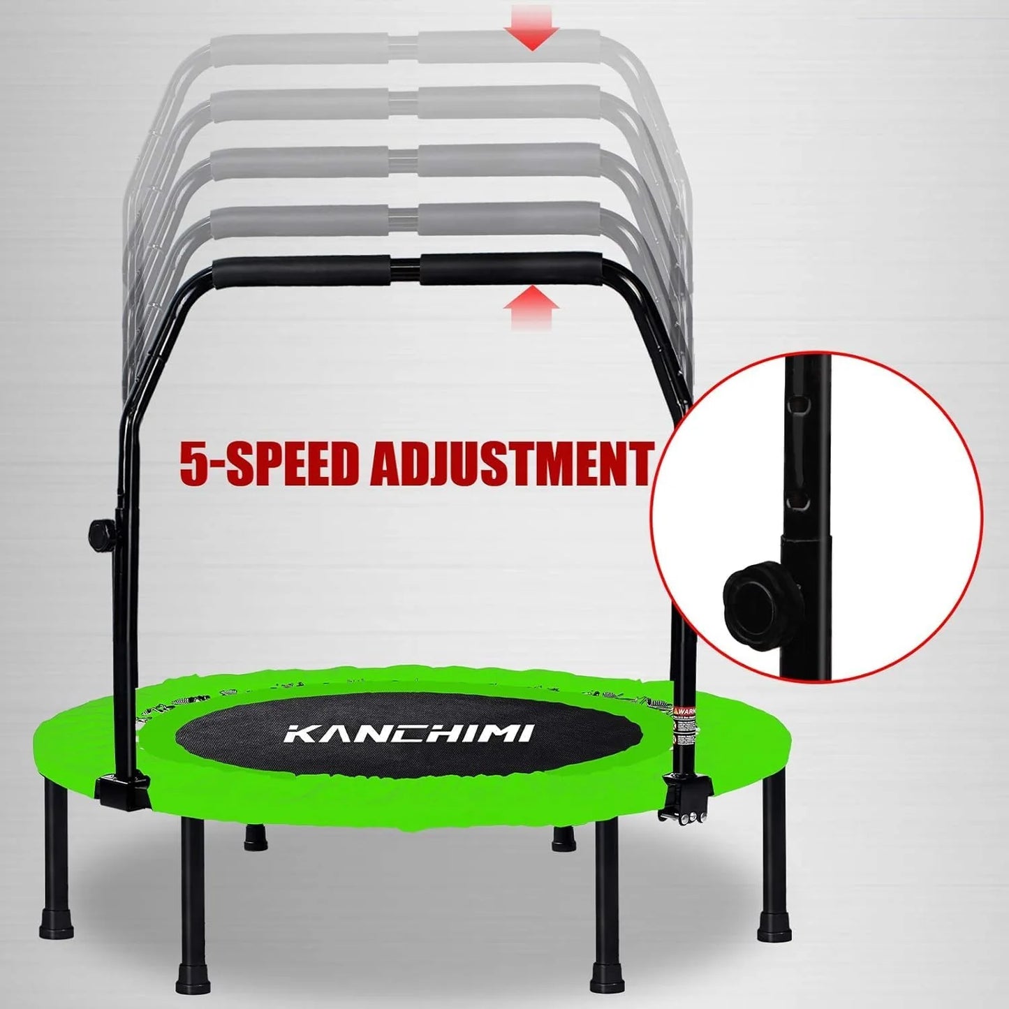 Kanchimi 40" 48" Folding Mini Fitness Indoor Exercise Workout Rebounder Trampoline with Handle, Max Load 330lbs