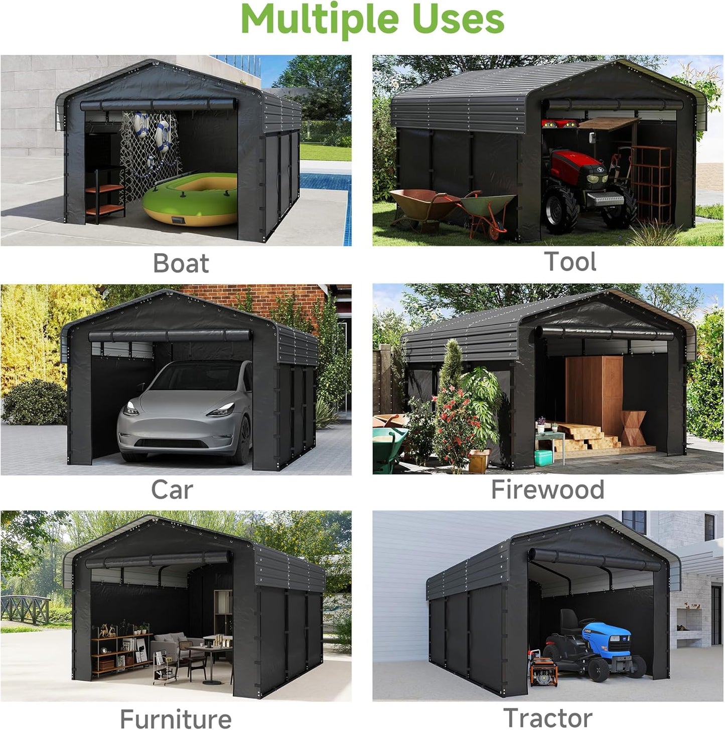 10'x15' Heavy Duty Metal Carport, Outdoor Garage Car Shelter Shade with Heavier Frame
