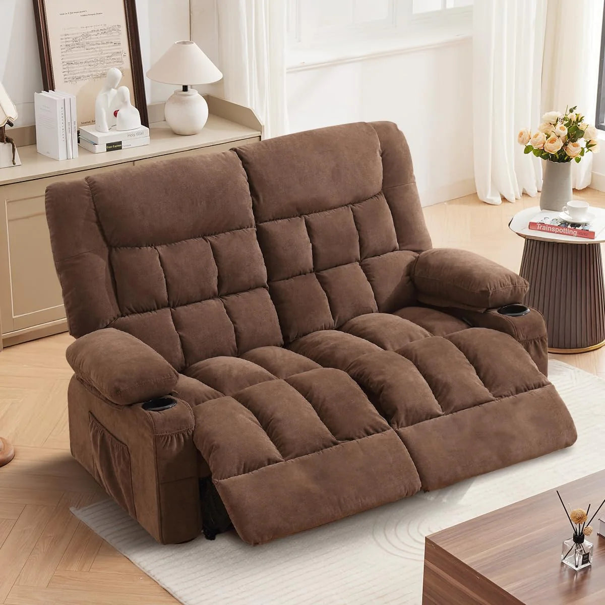 Recliner Loveseat with Cup Holders for Living Room