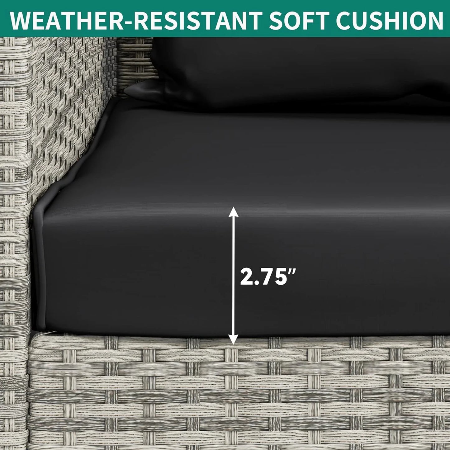 YITAHOME Hanging Porch Swing Chair Sits 3 People, Wicker Outdoor Swing Bench, Patio Lounge Chair, 1 Seating Cushion and 3 Back Cushions, w/Removable Covers, for Garden, Balcony, Backyard, Brown