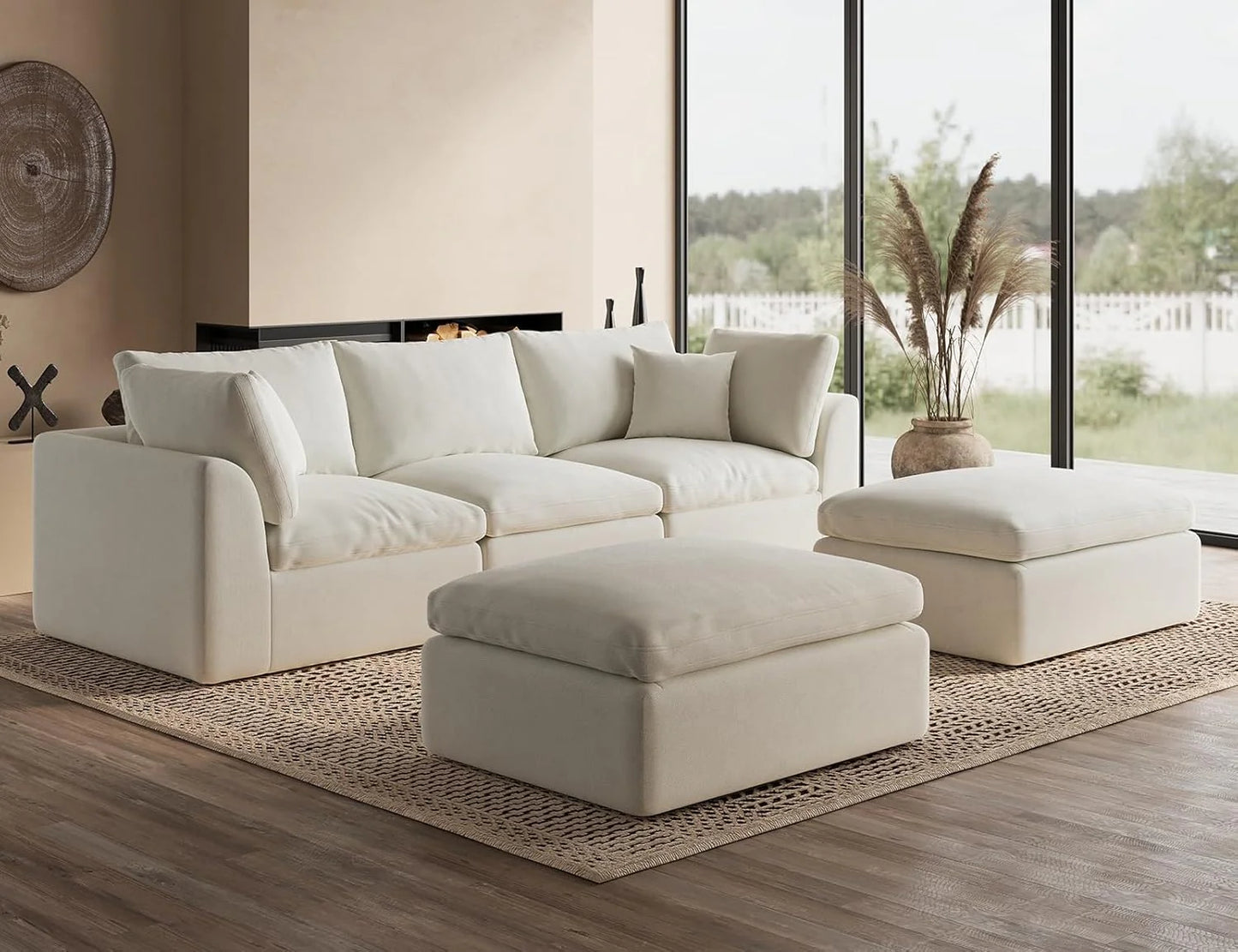 110 inch cloud sectional sofa for living room, convertible L-shaped sofa 3 seater sectional sofa