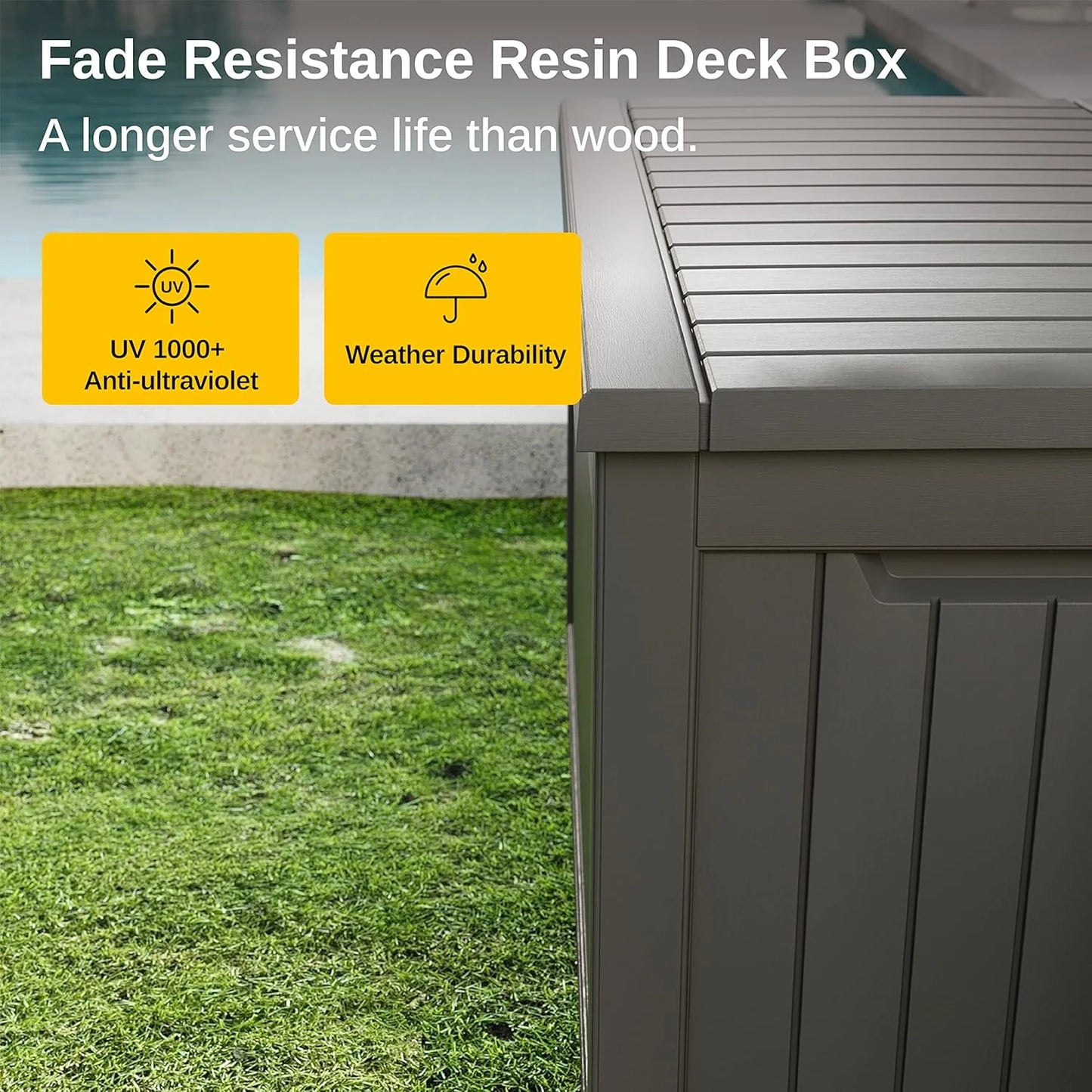 EAST OAK Outdoor Storage Box, 60 Gallon Deck Box Indoor and Outdoor Use, Waterproof Resin Storage Bin