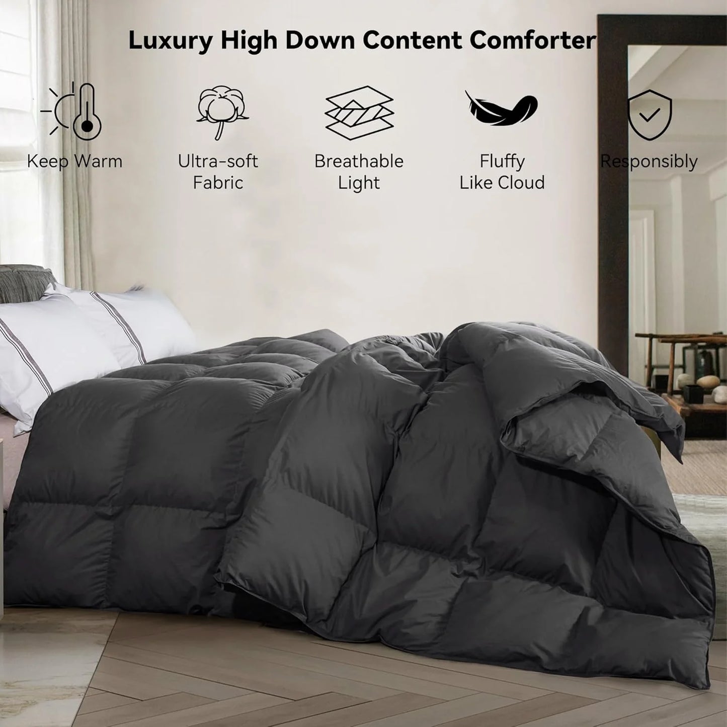 Premium Down Comforter 3D Baffle Box Design