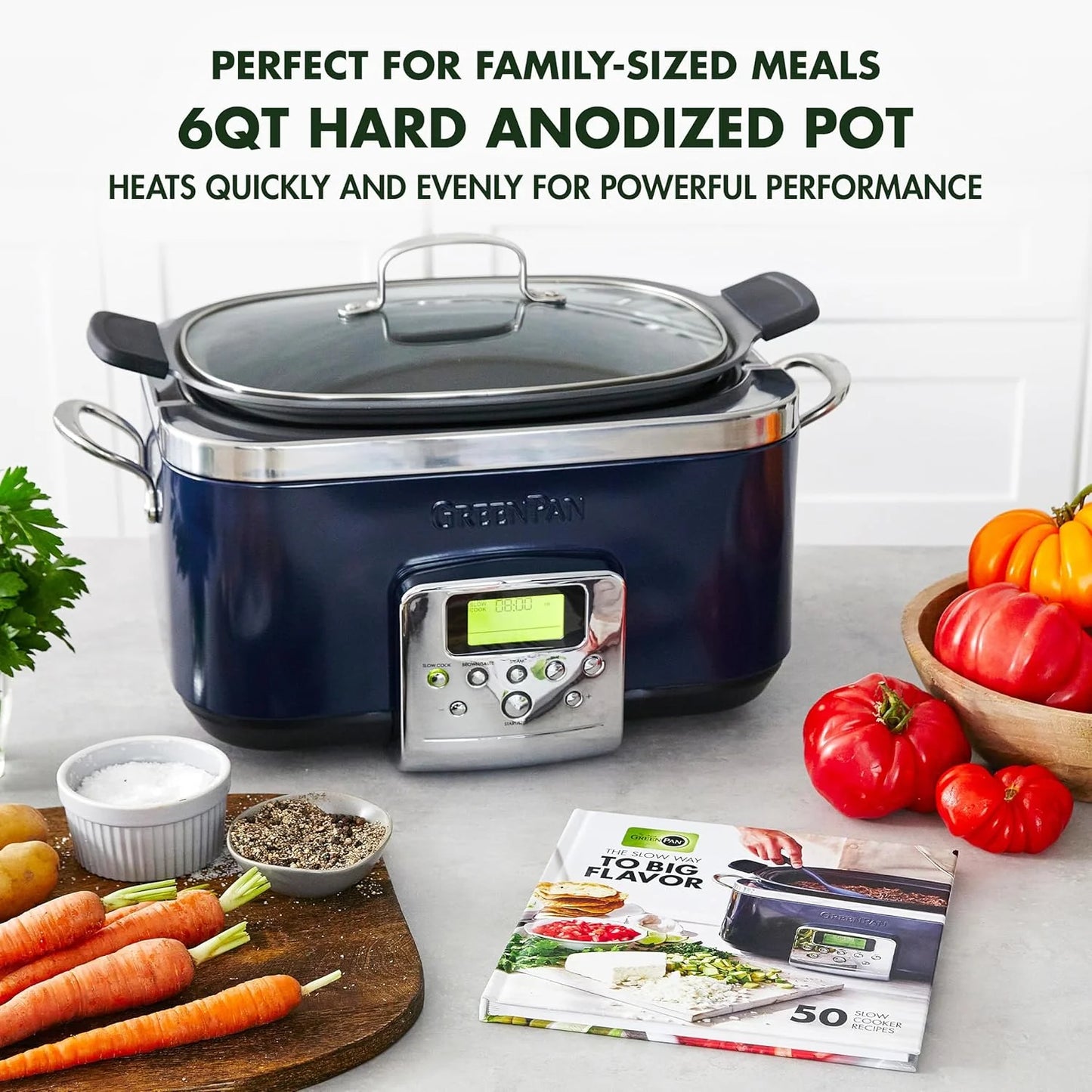 8-in-1 Programmable 6QT Electric Slow Cooker with Dishwasher-Safe Lid and Removable Base